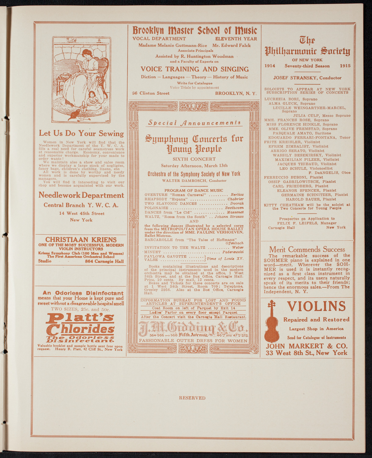Oscar Seagle, Tenor, March 8, 1915, program page 9