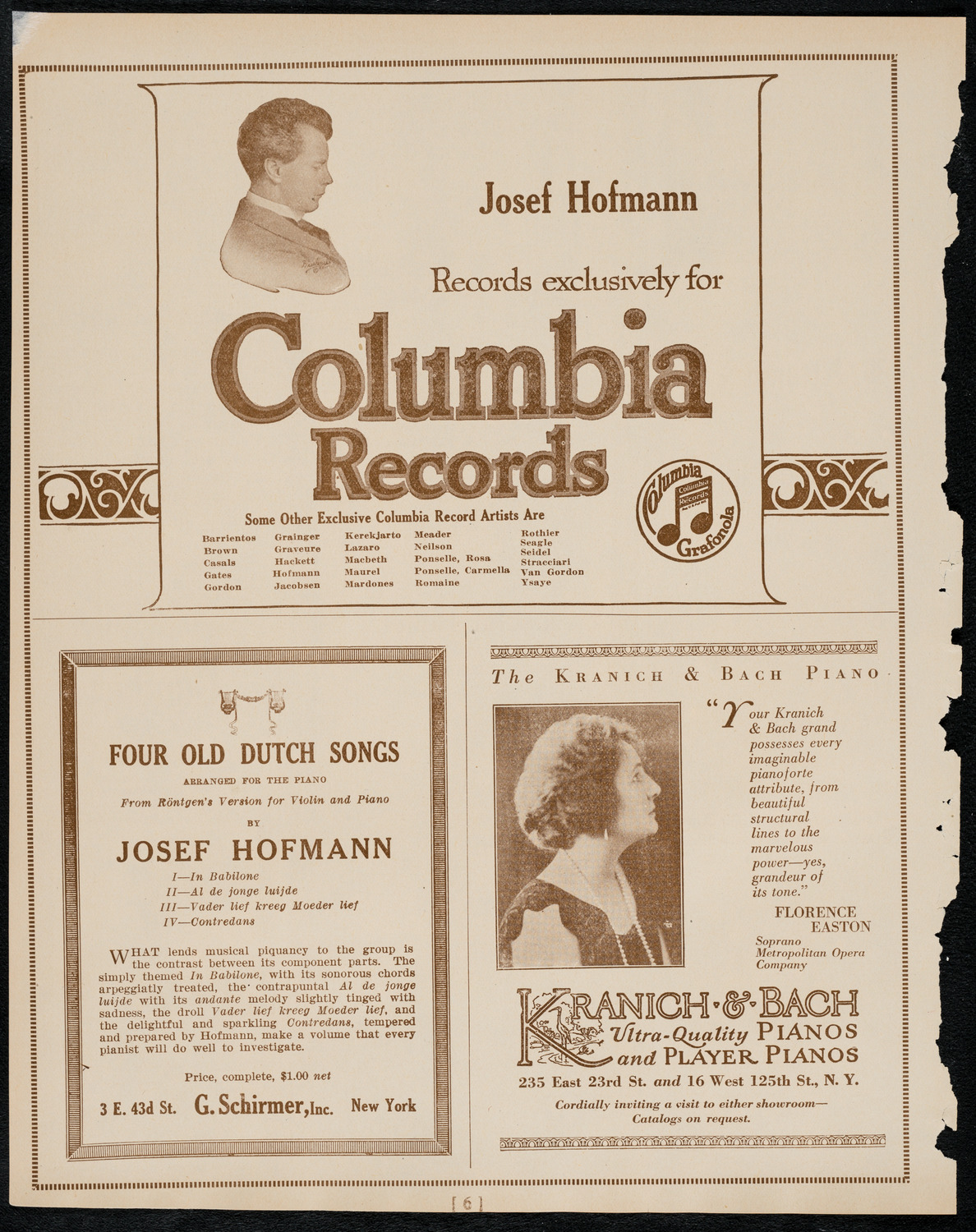 Jascha Heifetz, Violin, February 13, 1922, program page 6
