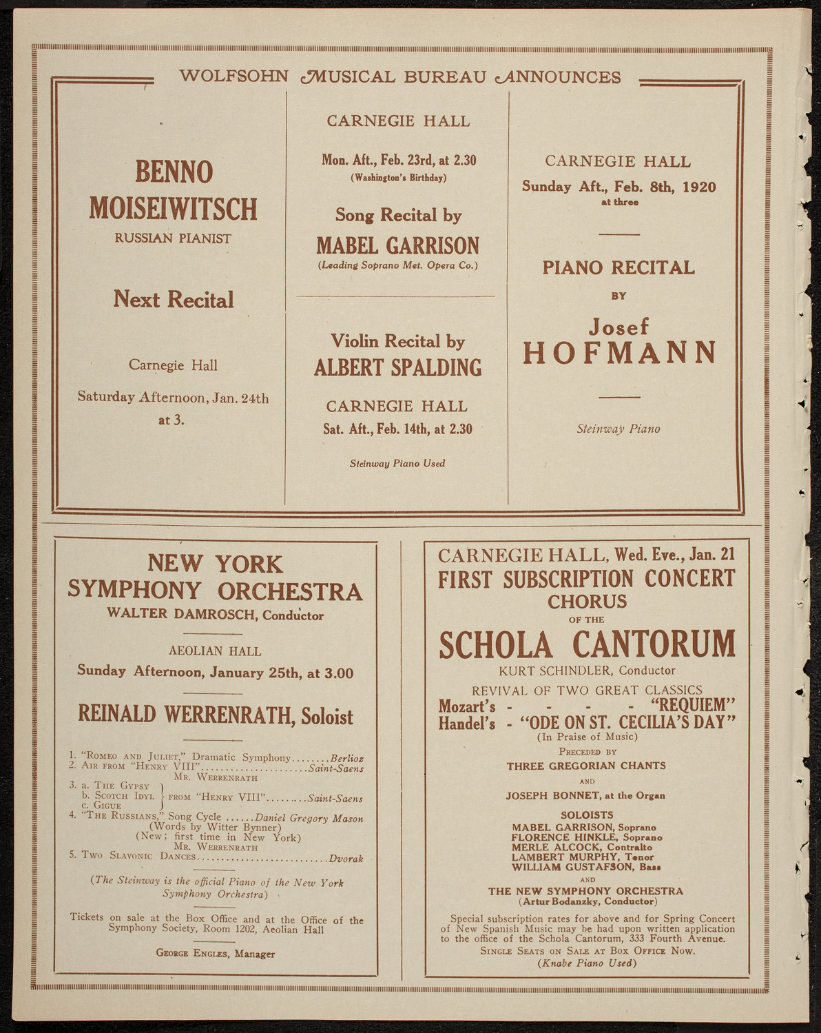 Helene Kanders, Soprano, January 13, 1920, program page 8