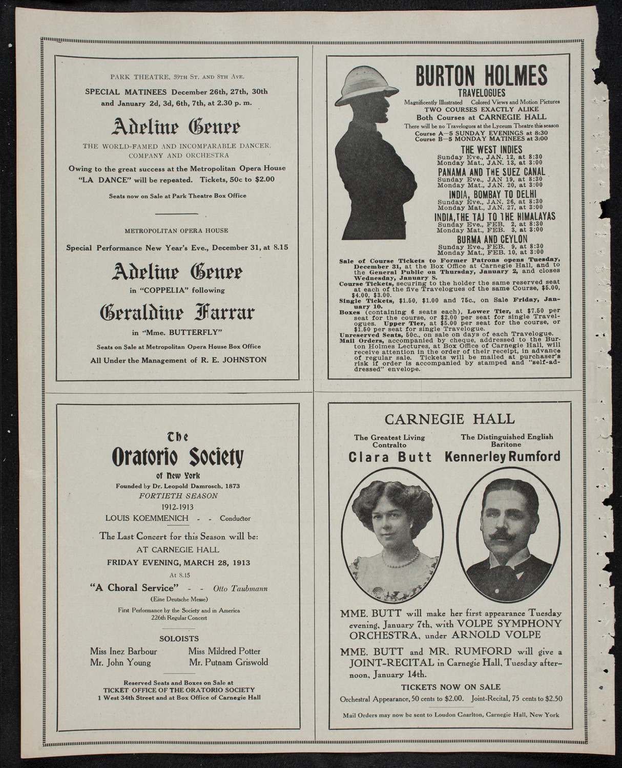 Eugène Ysaÿe, Violin, and Leopold Godowsky, Piano, December 28, 1912, program page 10