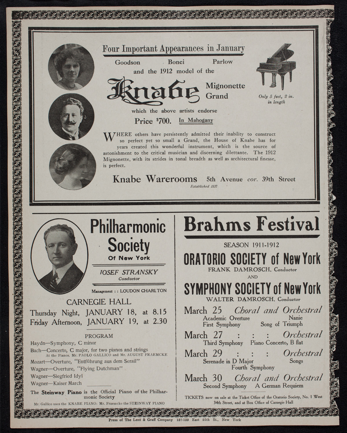 Elena Gerhardt, Soprano, January 9, 1912, program page 12