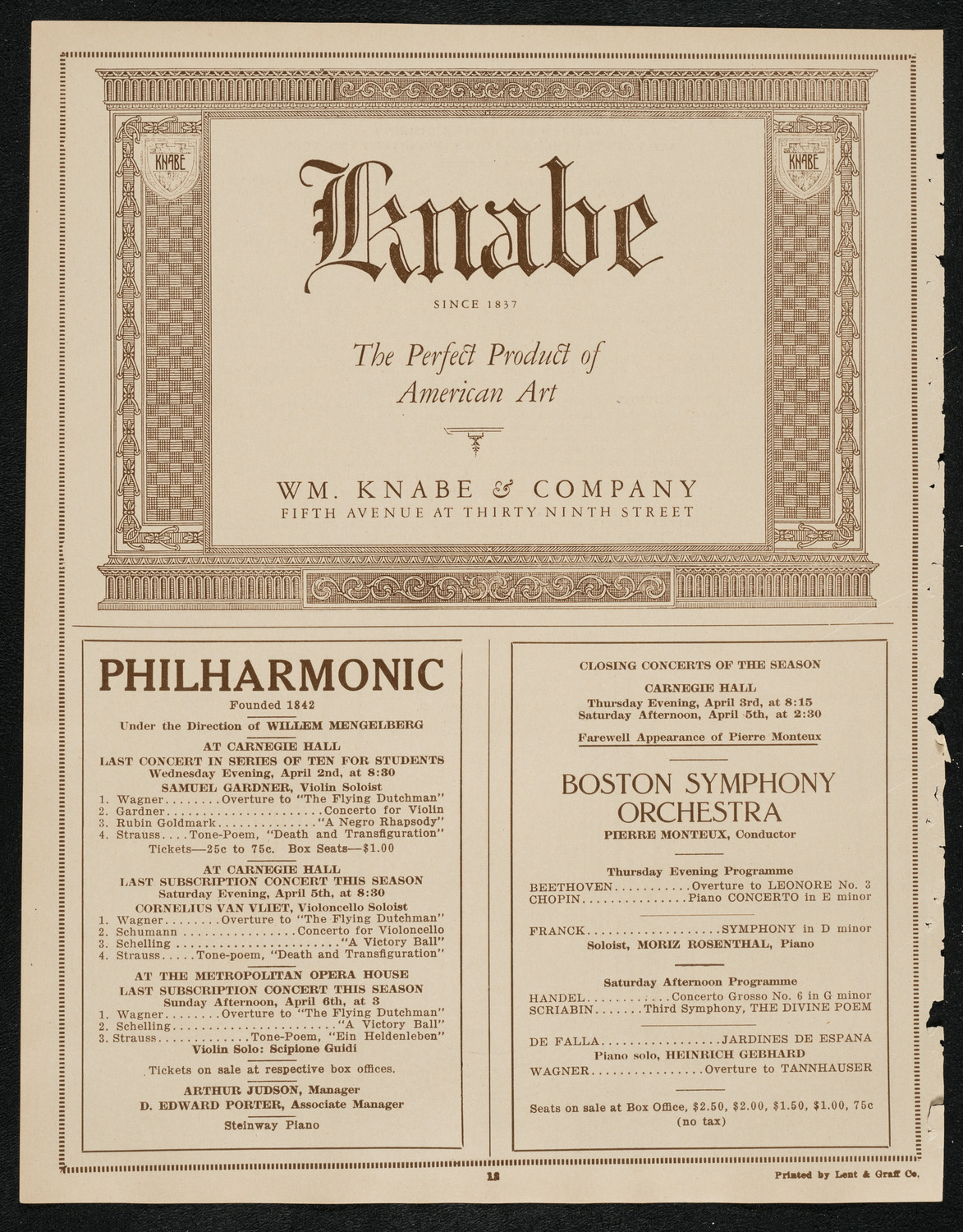 Philadelphia Orchestra, April 1, 1924, program page 12