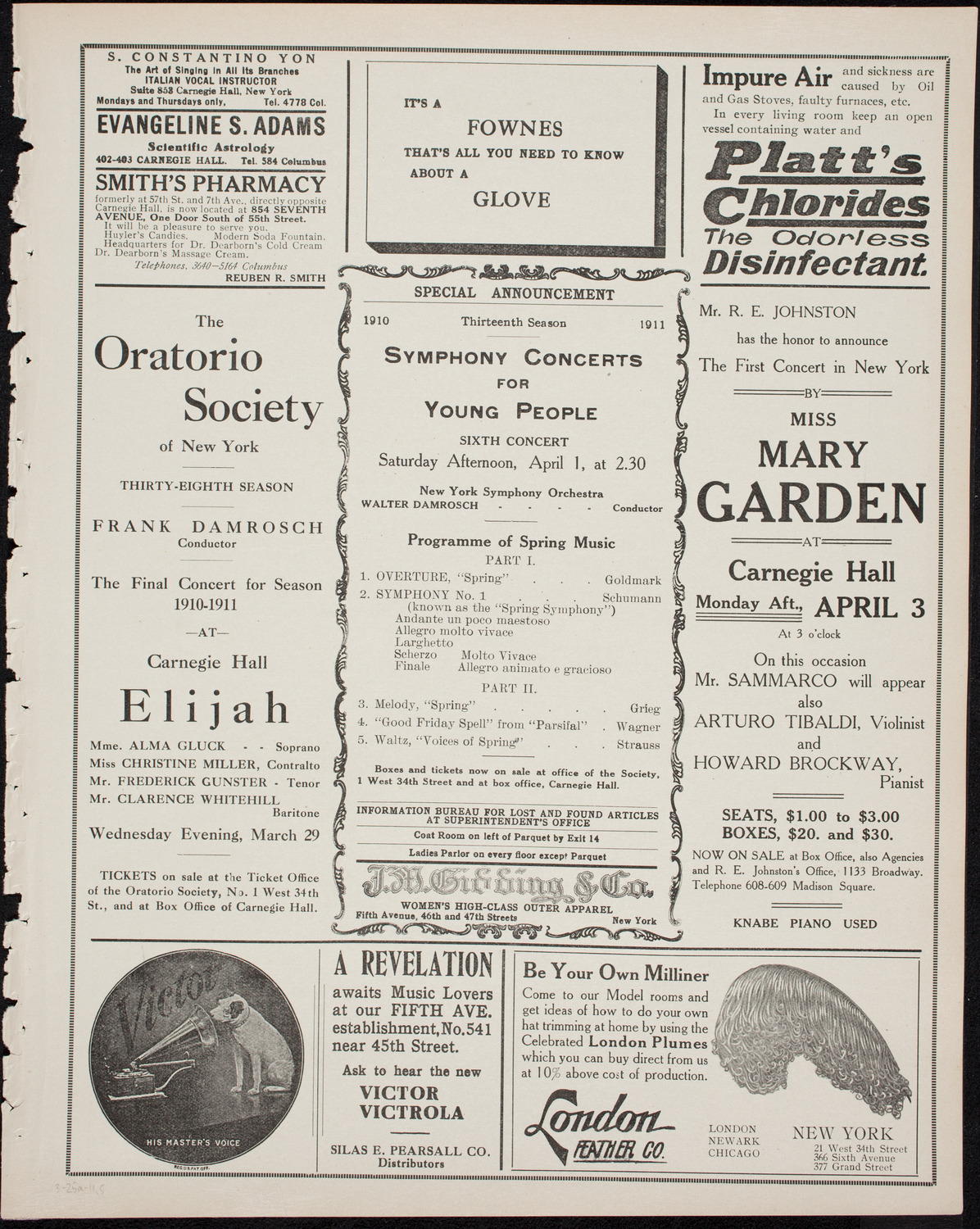 Boston Symphony Orchestra, March 25, 1911, program page 9