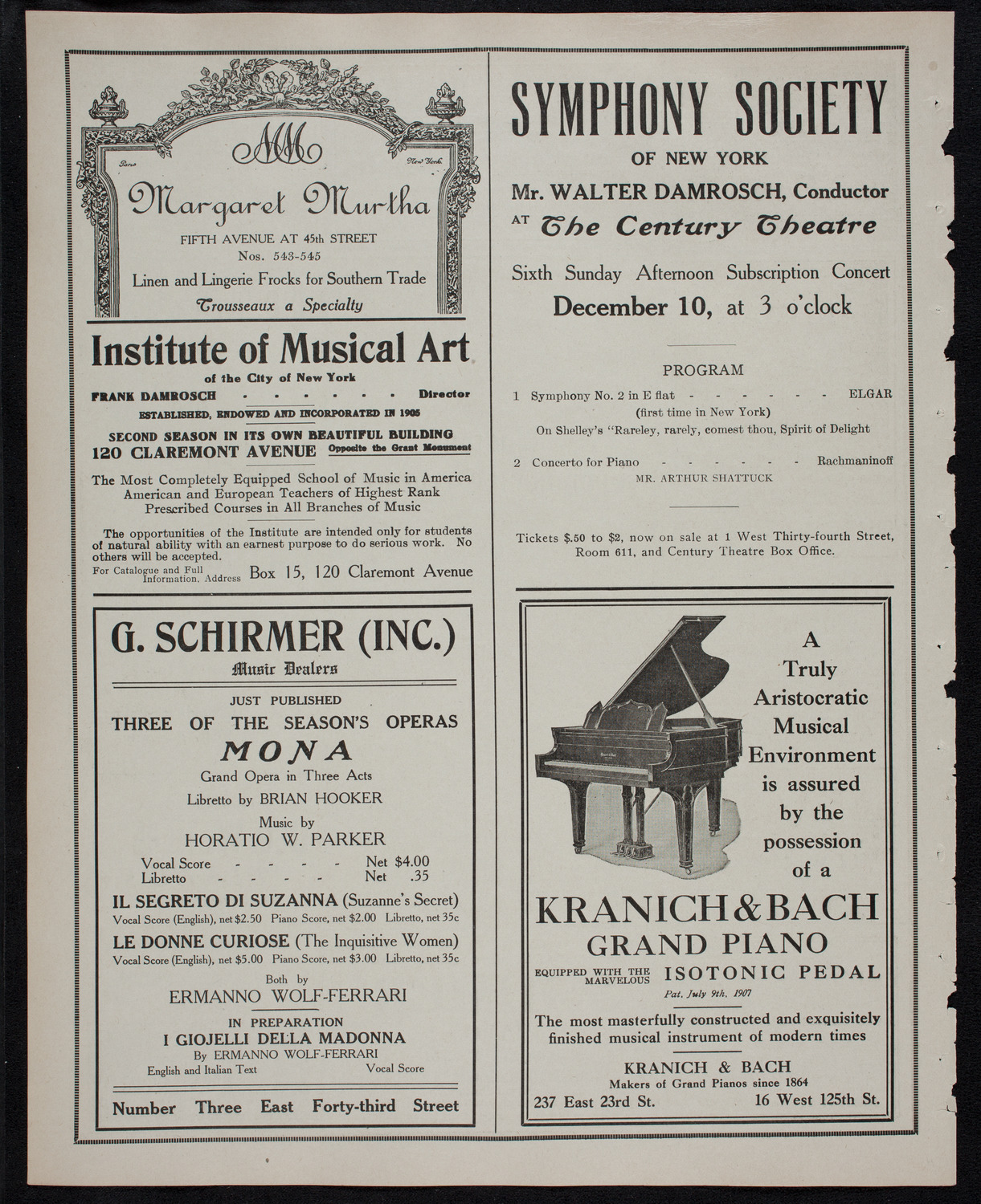 Boston Symphony Orchestra, December 9, 1911, program page 6