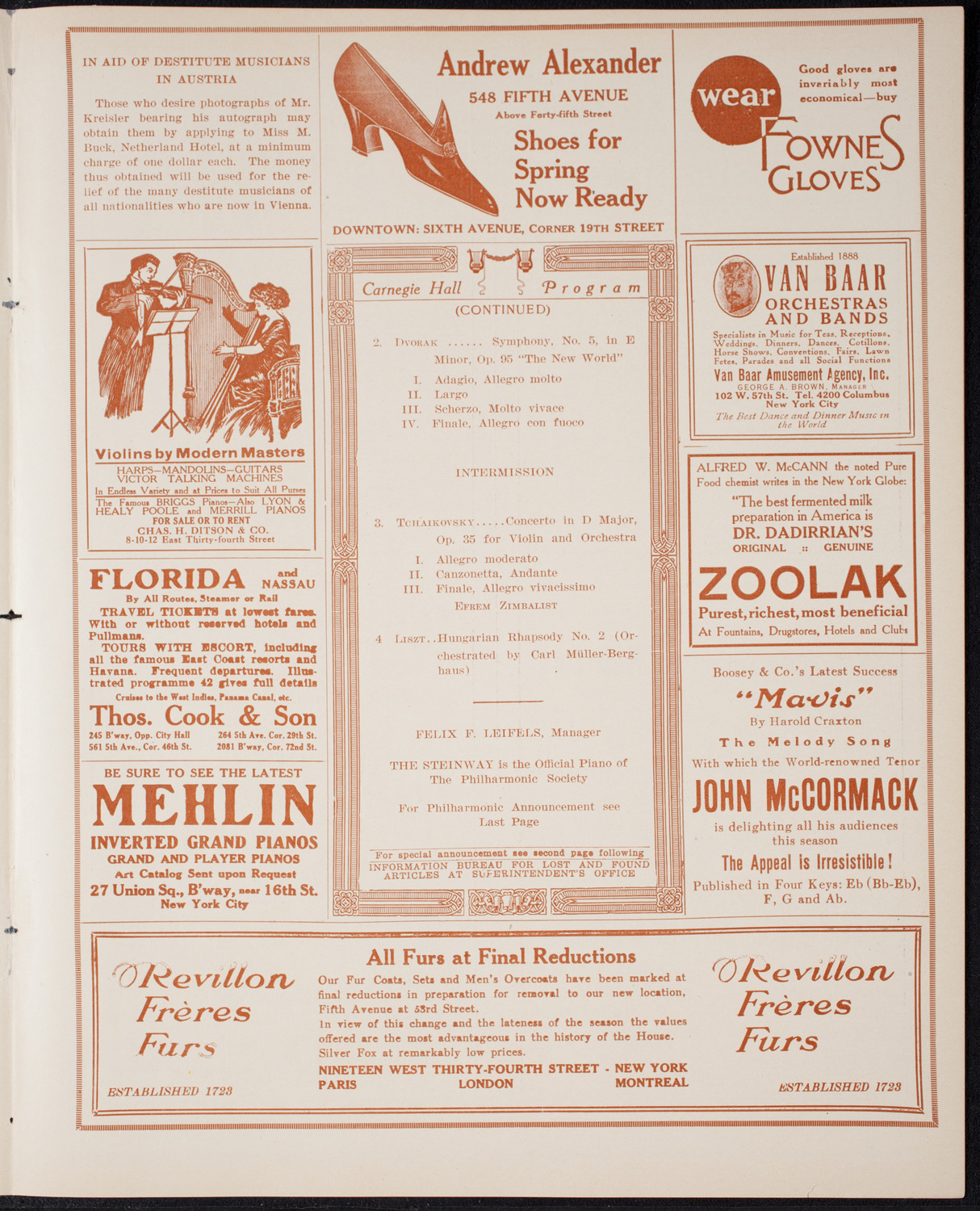 New York Philharmonic, March 27, 1915, program page 7