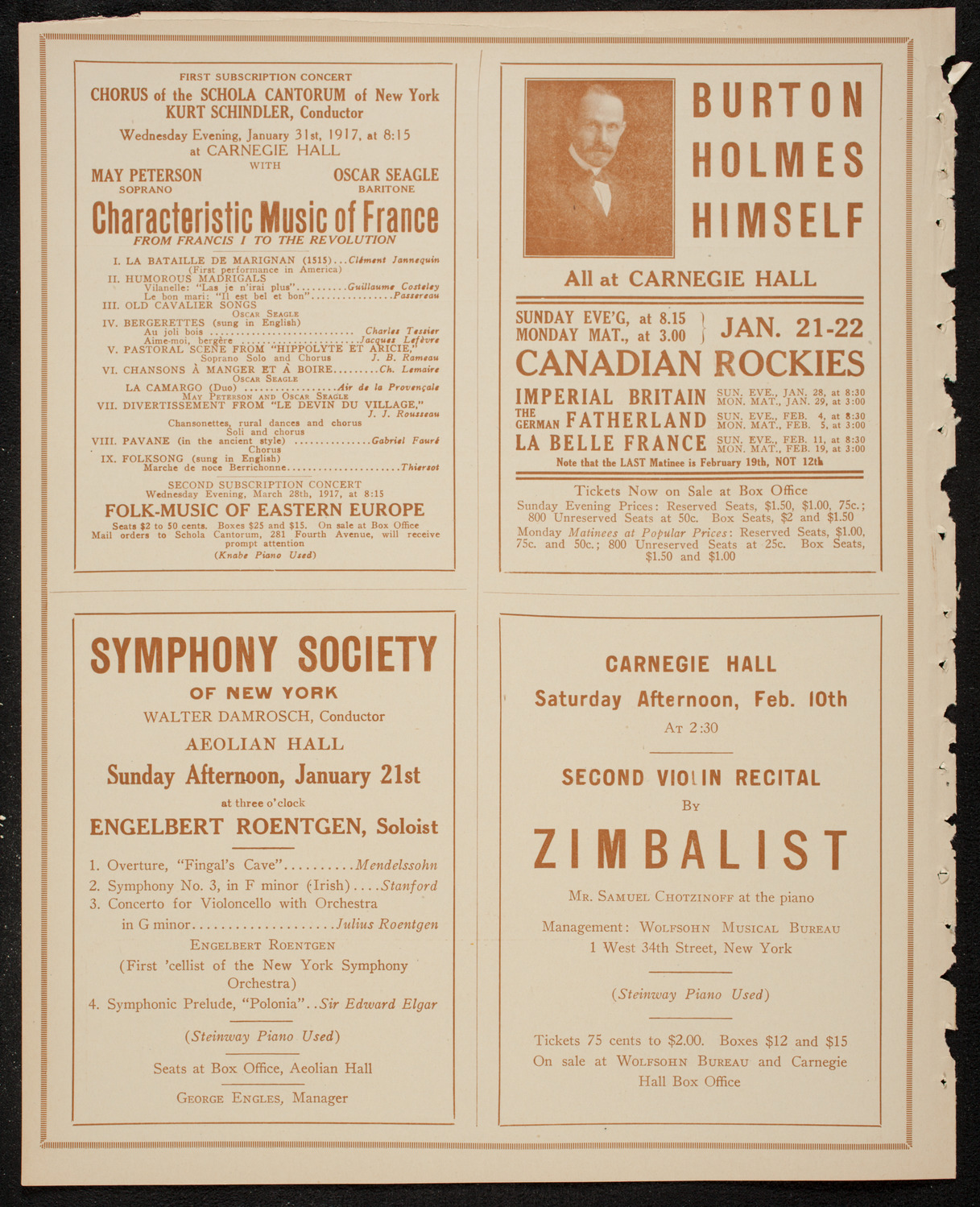 Lecture by Count Ilya Tolstoy, January 19, 1917, program page 8