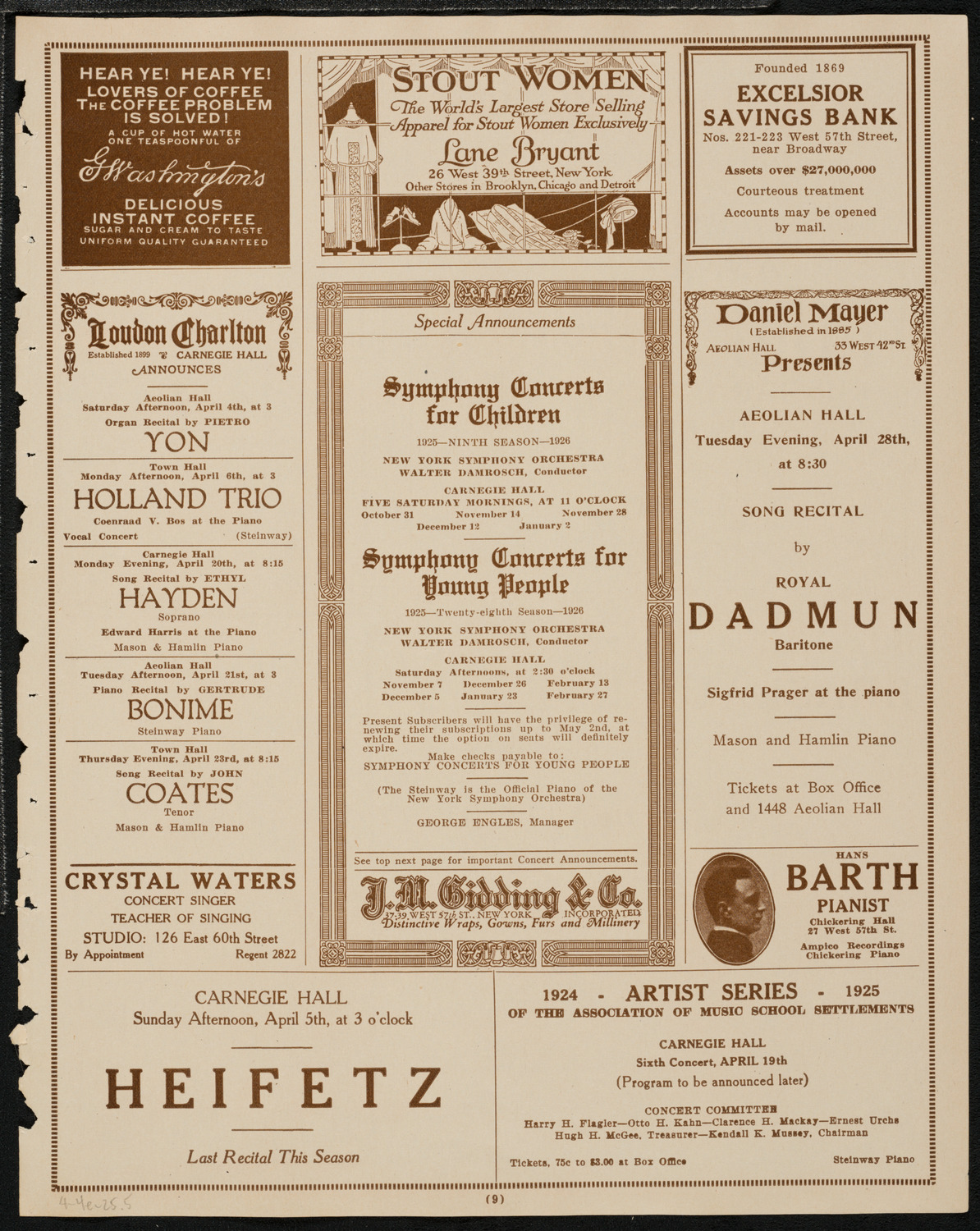 Freiheit Jubilee Concert, April 4, 1925, program page 9