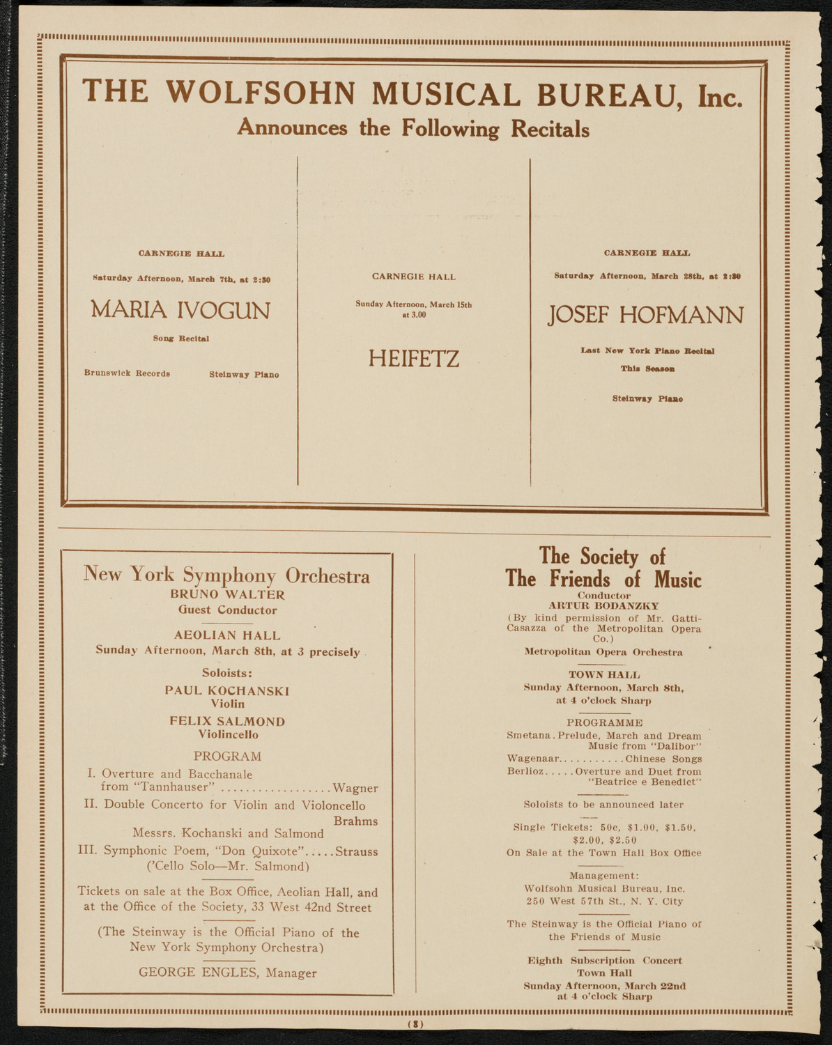 New York Philharmonic, March 6, 1925, program page 8