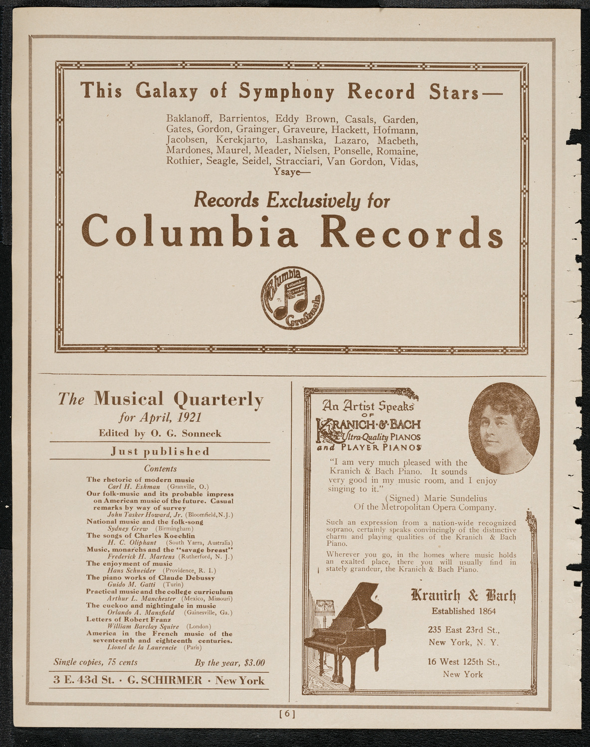 National Symphony Orchestra, April 26, 1921, program page 6