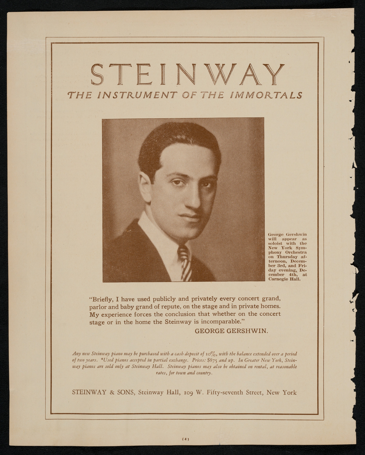 New York Symphony Orchestra, December 4, 1925, program page 4