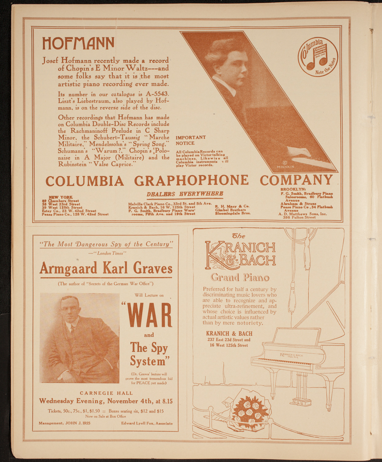 Carl Friedberg, Piano, November 2, 1914, program page 6