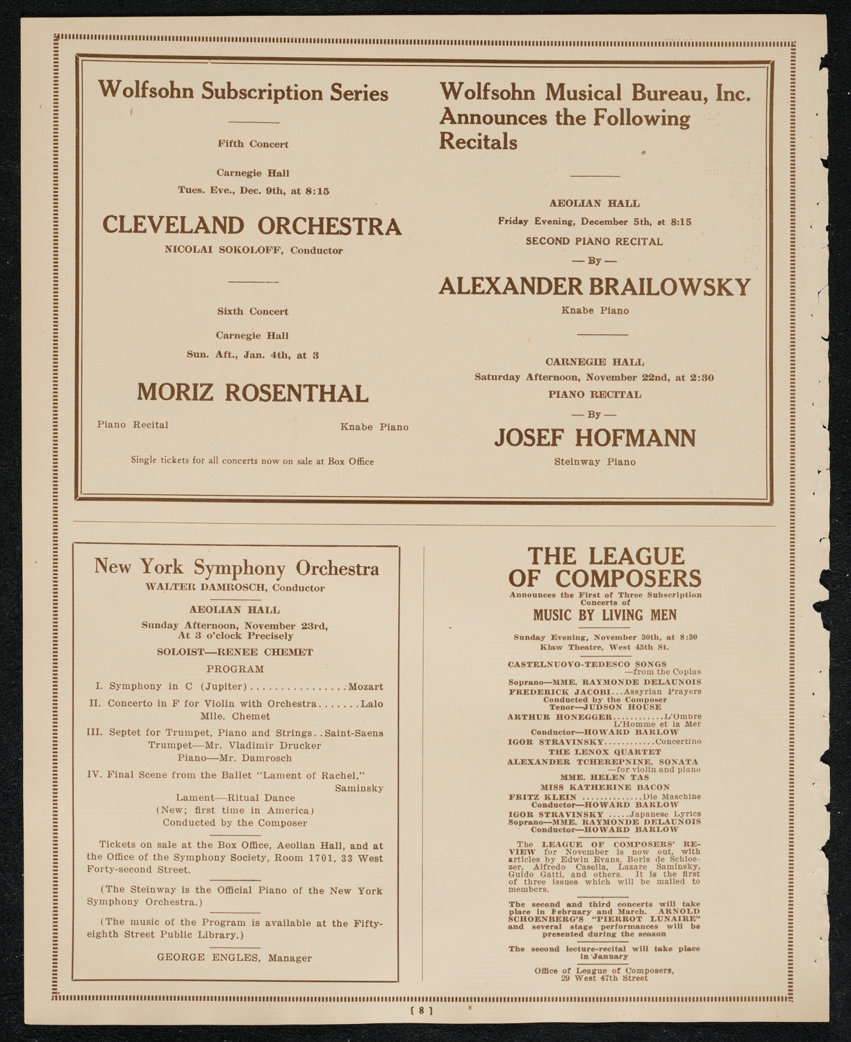 New York Philharmonic, November 20, 1924, program page 8