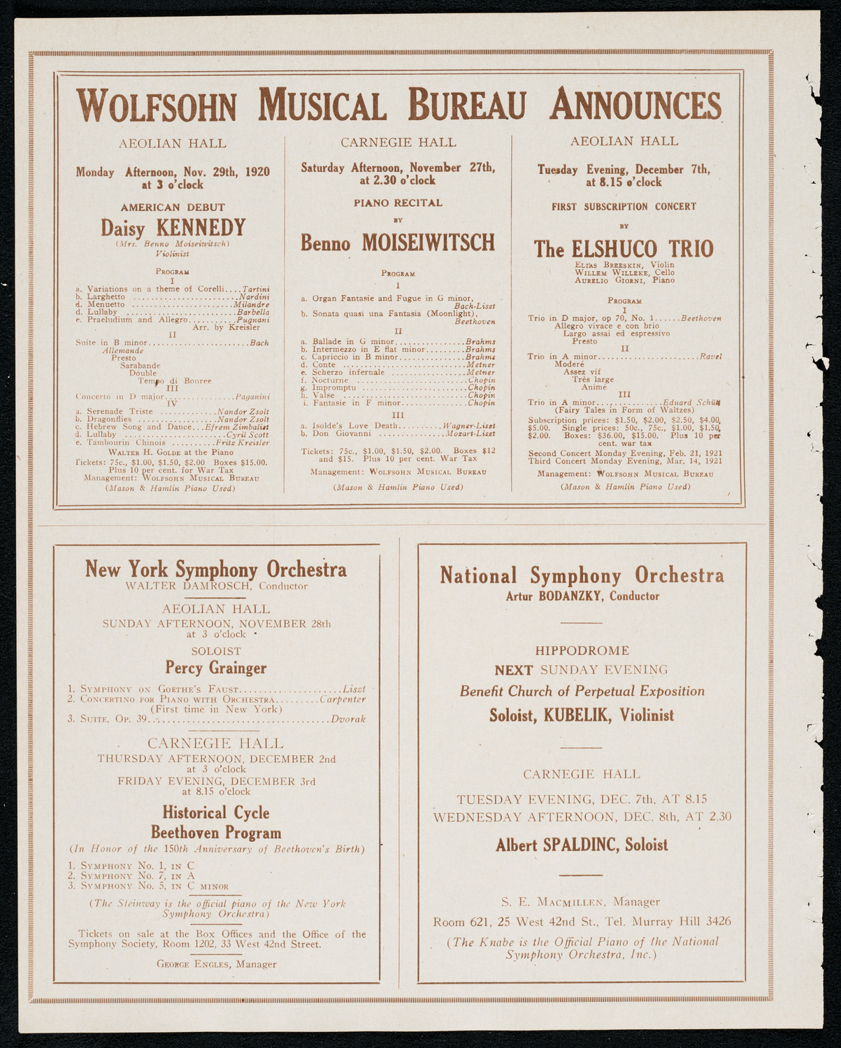 Nina Tarasova, Folk Singer, November 24, 1920, program page 8