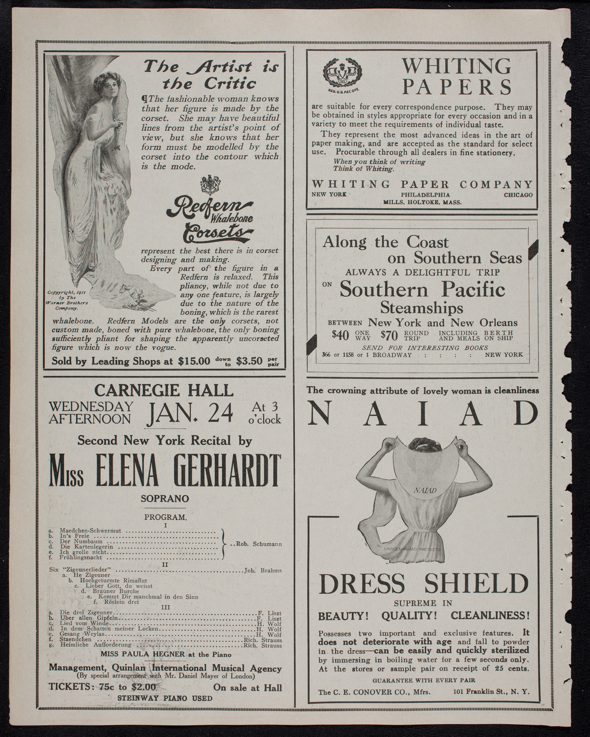 New York Philharmonic, January 18, 1912, program page 2