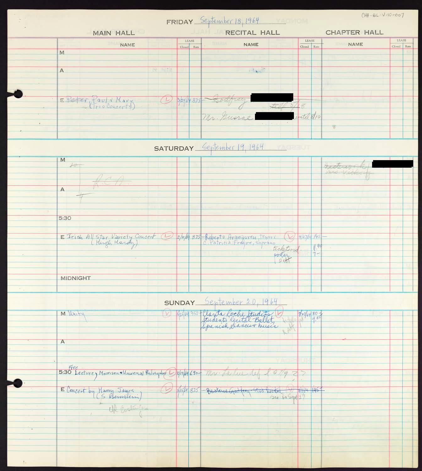 Carnegie Hall Booking Ledger, volume 10, page 7