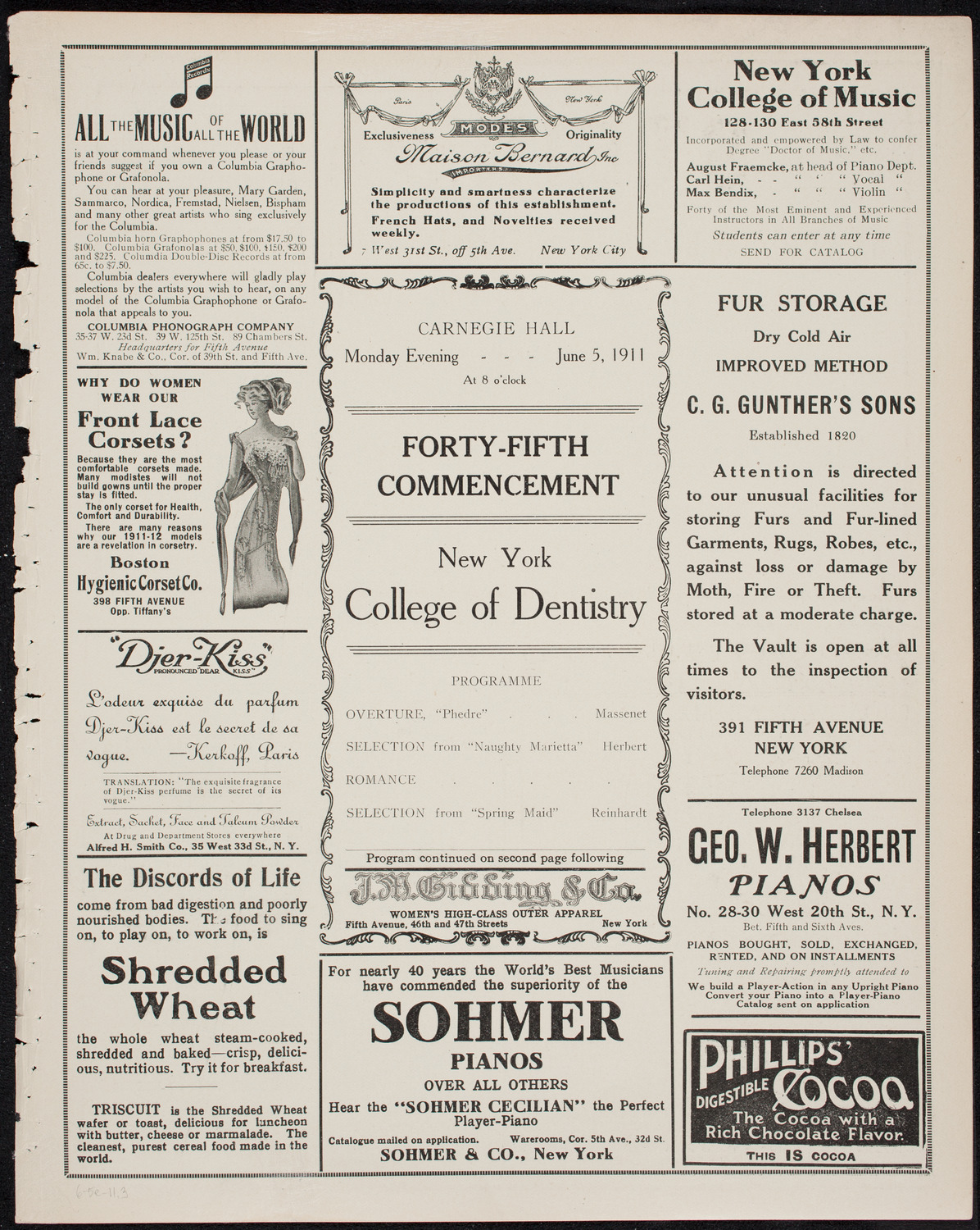 Graduation: New York College of Dentistry, June 5, 1911, program page 5