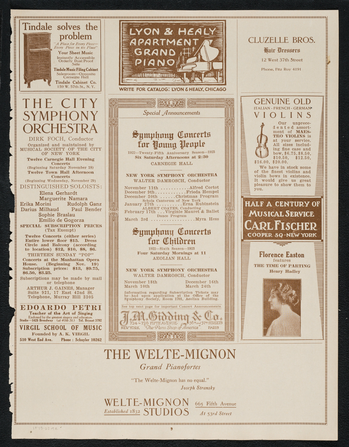 Isadora Duncan, Dancer, with Orchestra, October 13, 1922, program page 9