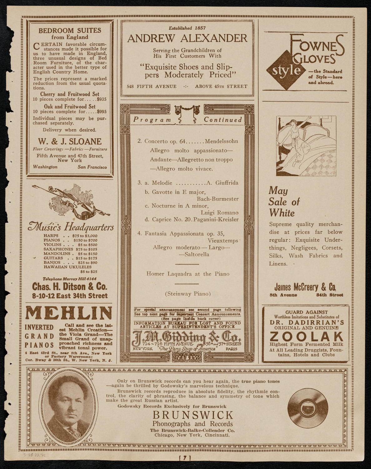 Angelo Guiffrida, Violin, May 28, 1922, program page 7