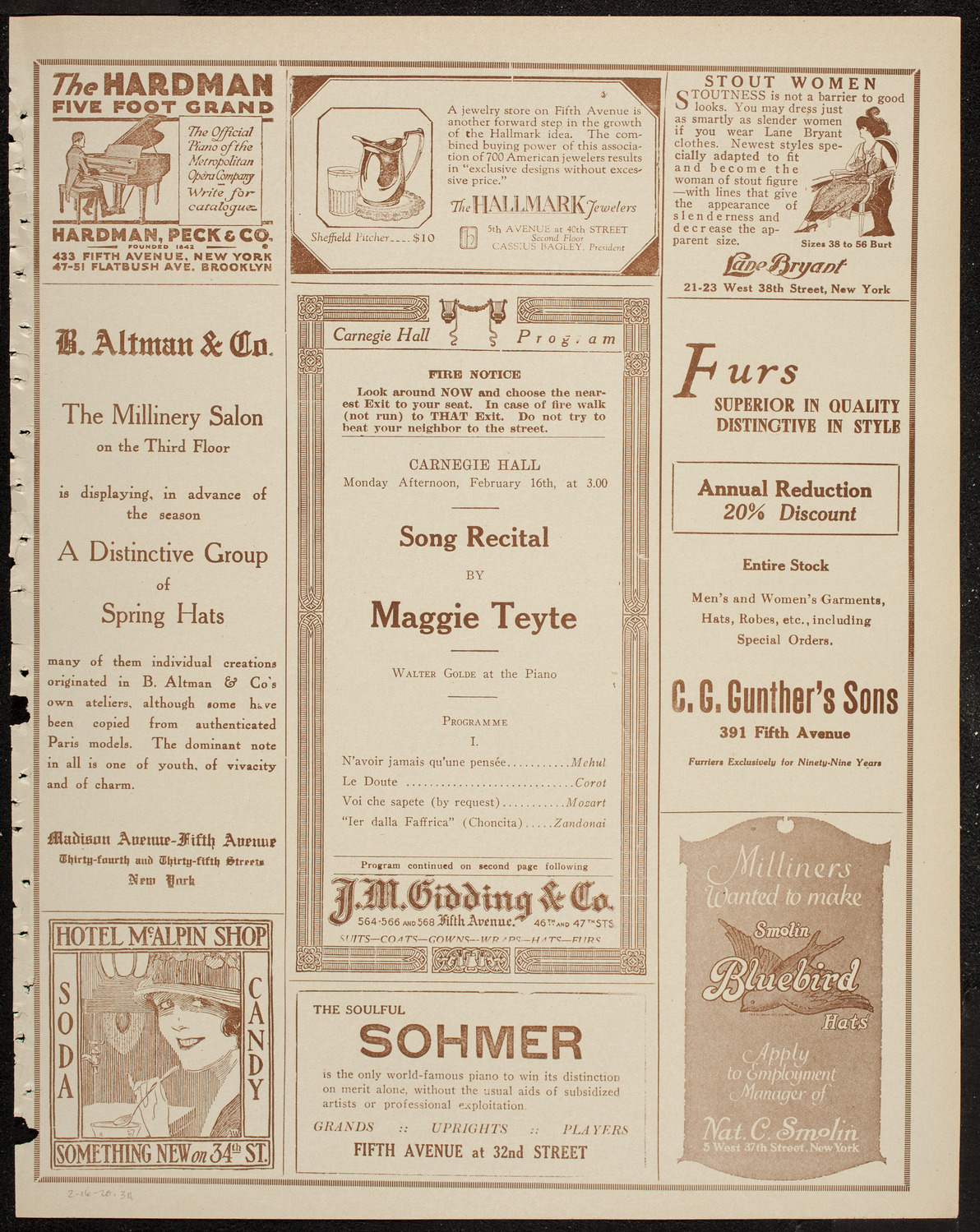 Maggie Teyte, Soprano, February 16, 1920, program page 5