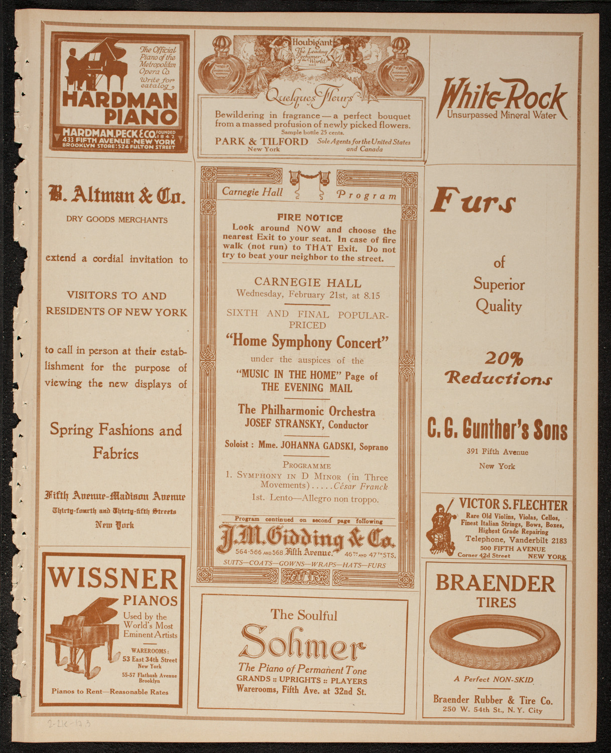 Home Symphony Concert: New York Philharmonic, February 21, 1917, program page 5