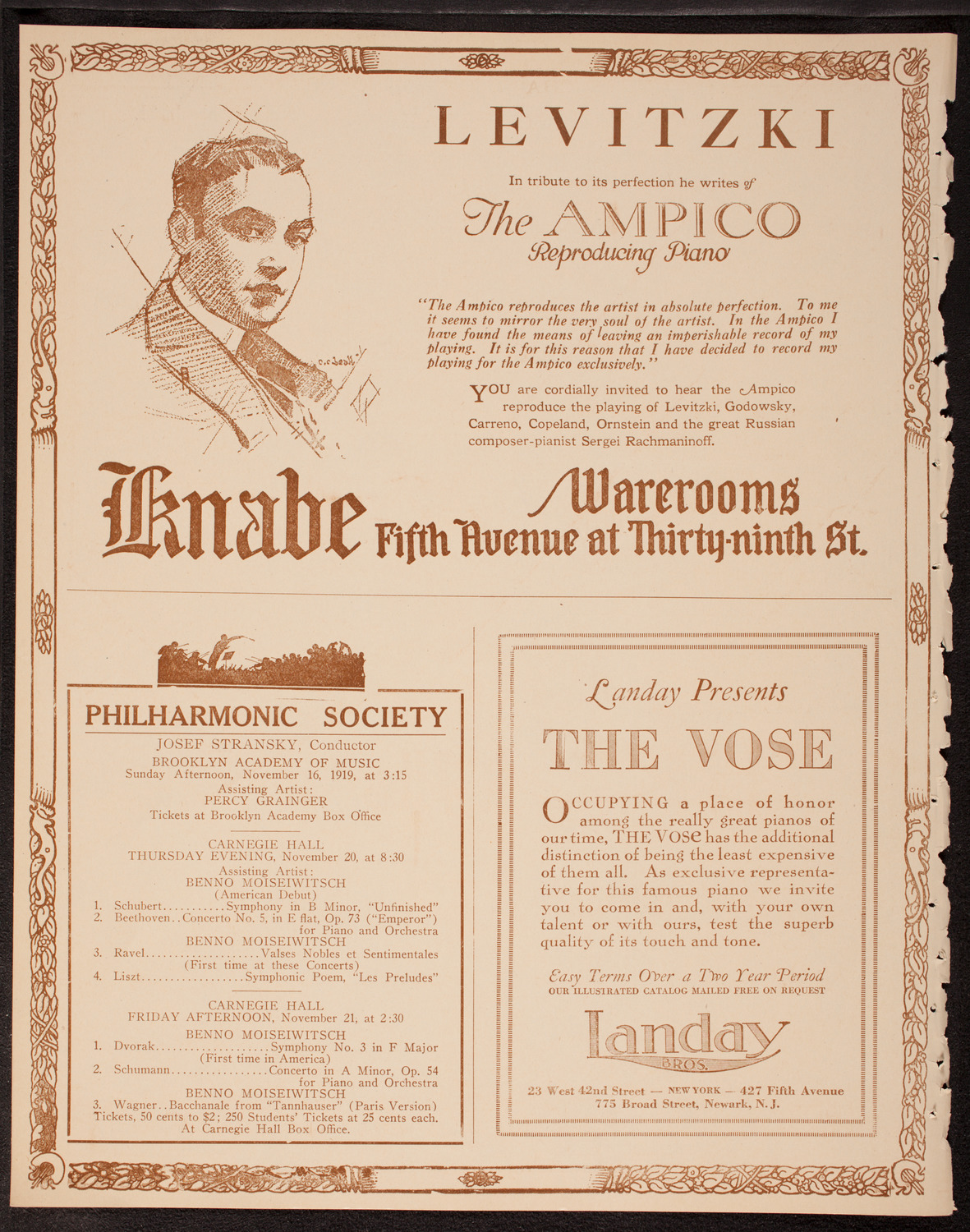 Evening Mail Save-A-Home Fund Concert: New York Philharmonic, November 19, 1919, program page 12