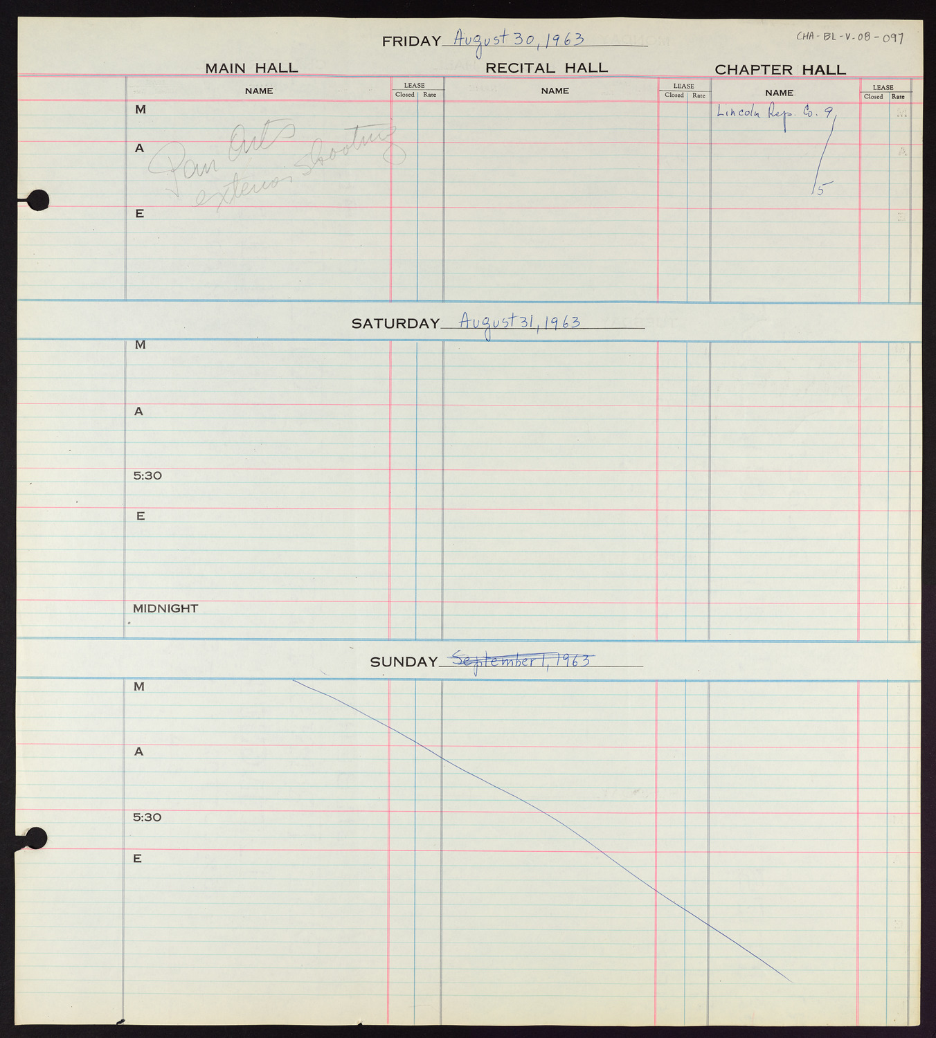 Carnegie Hall Booking Ledger, volume 8, page 97