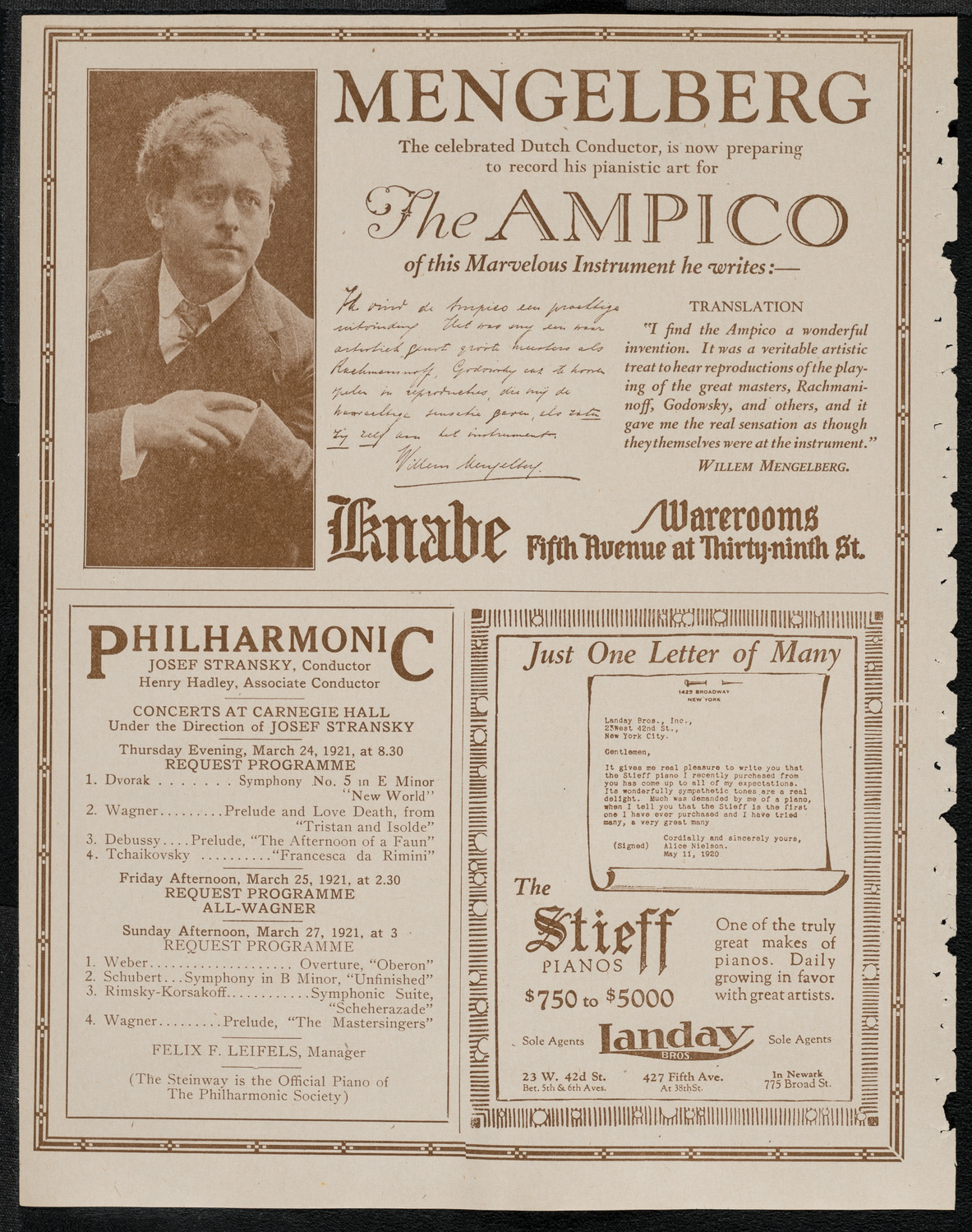 Josef Hofmann, Piano, March 20, 1921, program page 12