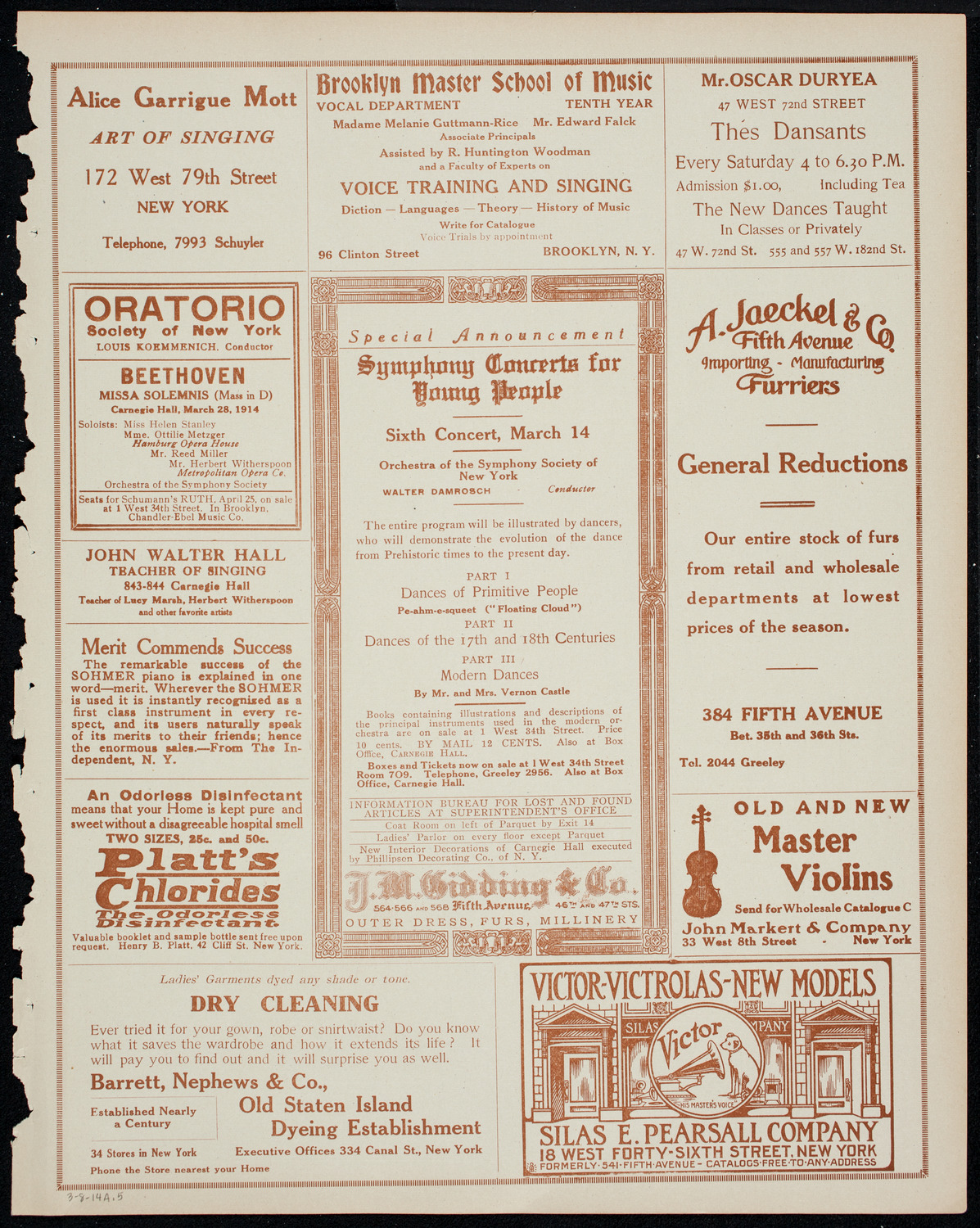 New York Philharmonic, March 8, 1914, program page 9
