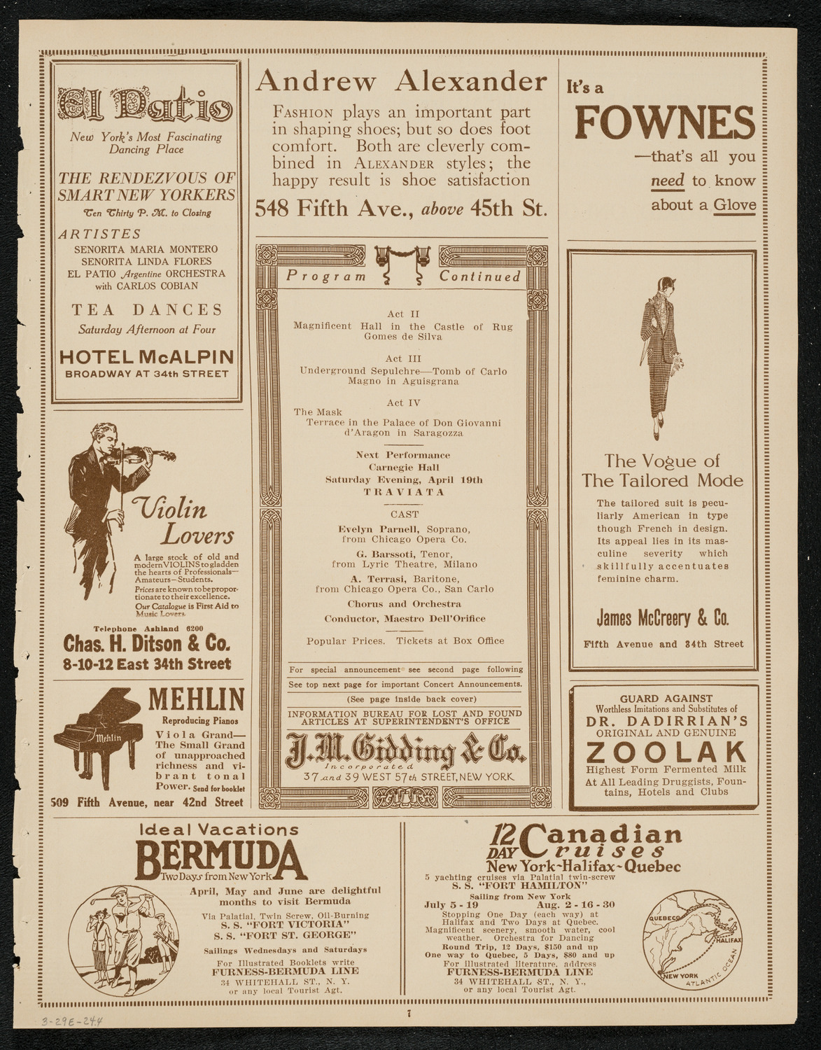 Verdi's "Ernani", March 29, 1924, program page 7