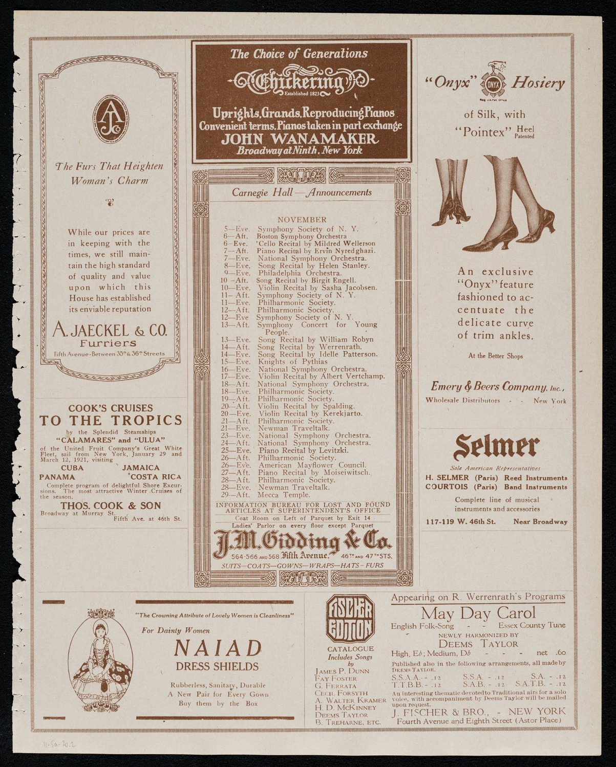 National Symphony Orchestra, November 5, 1920, program page 3