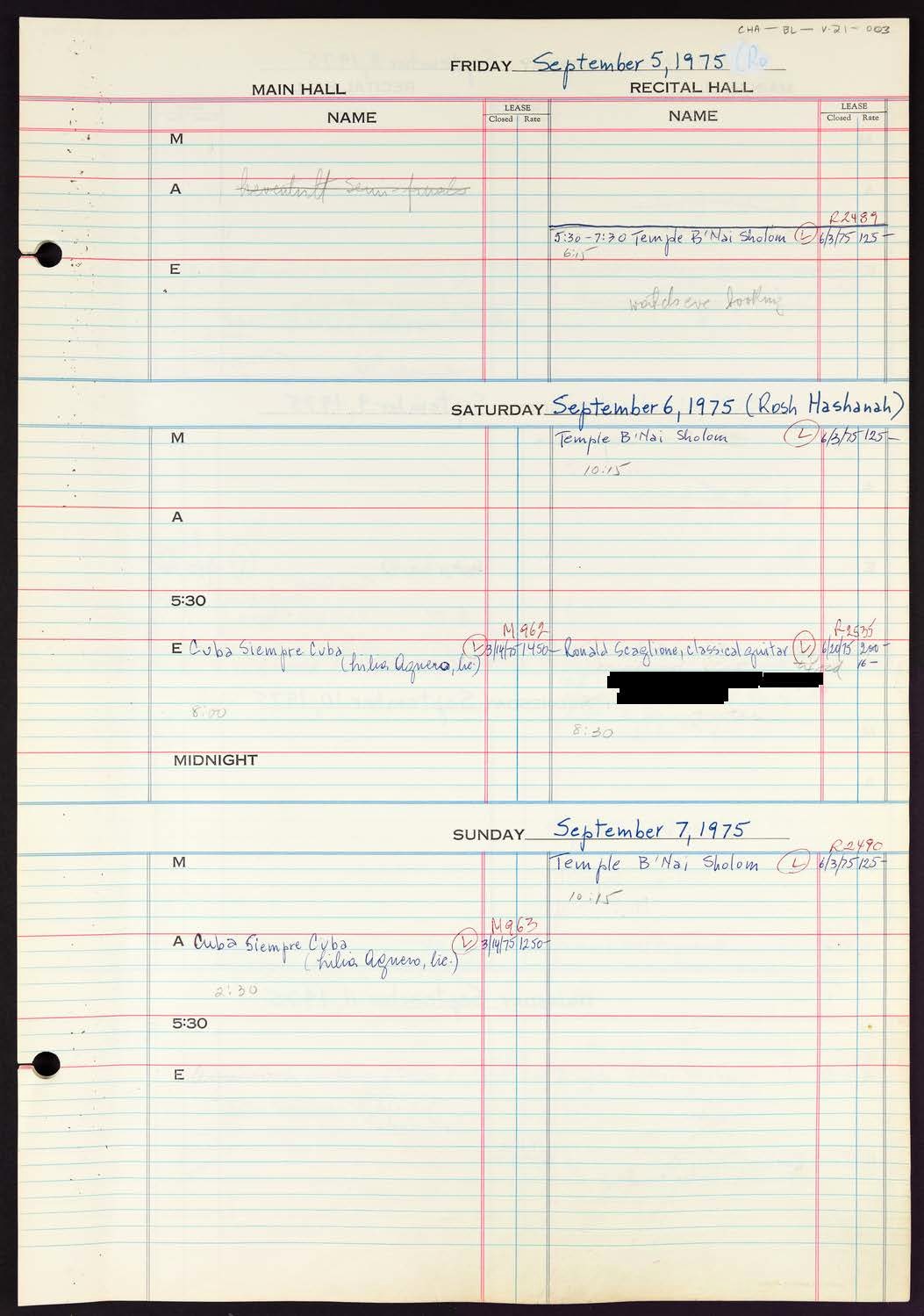 Carnegie Hall Booking Ledger, volume 21, page 3