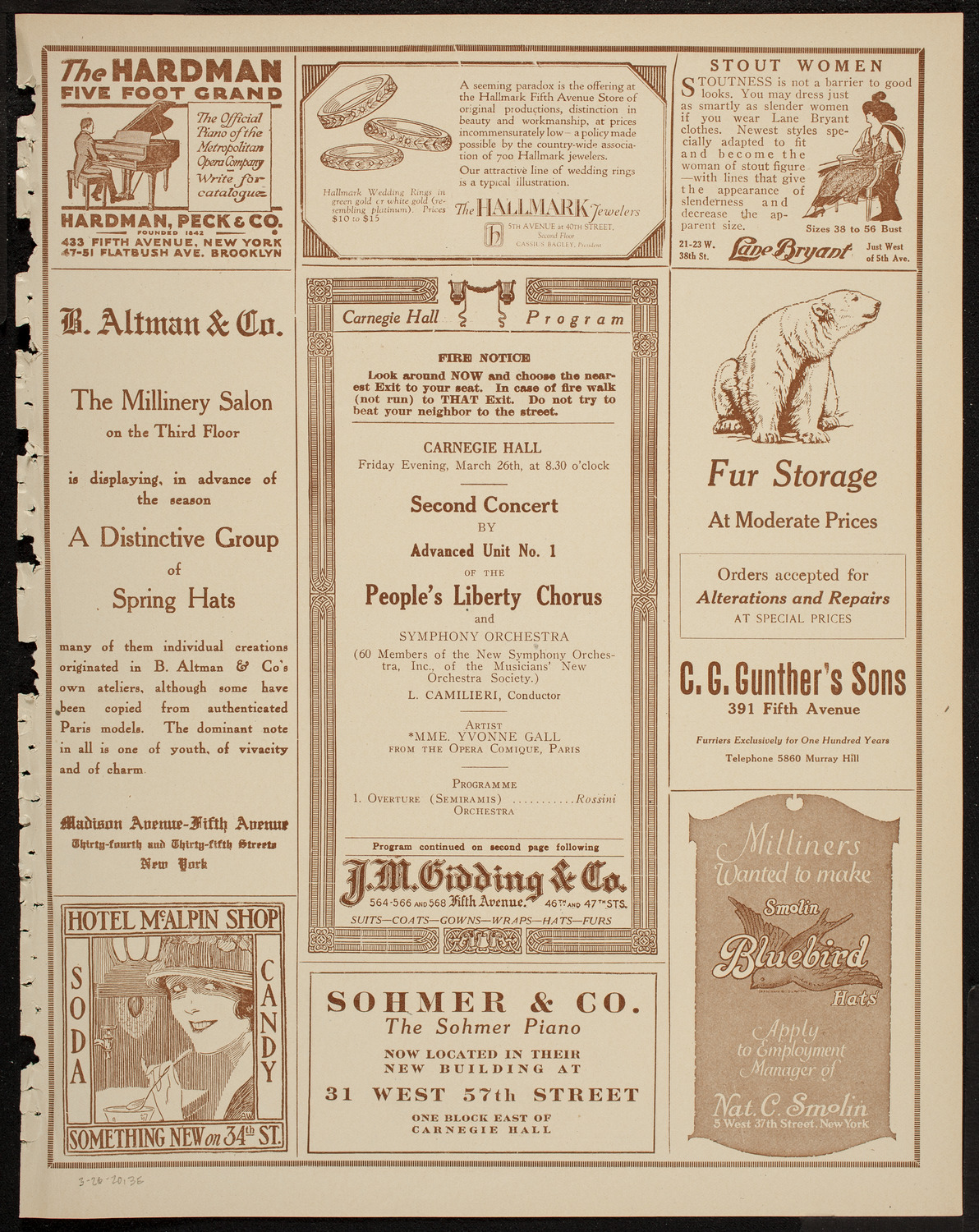 People's Liberty Chorus, March 26, 1920, program page 5