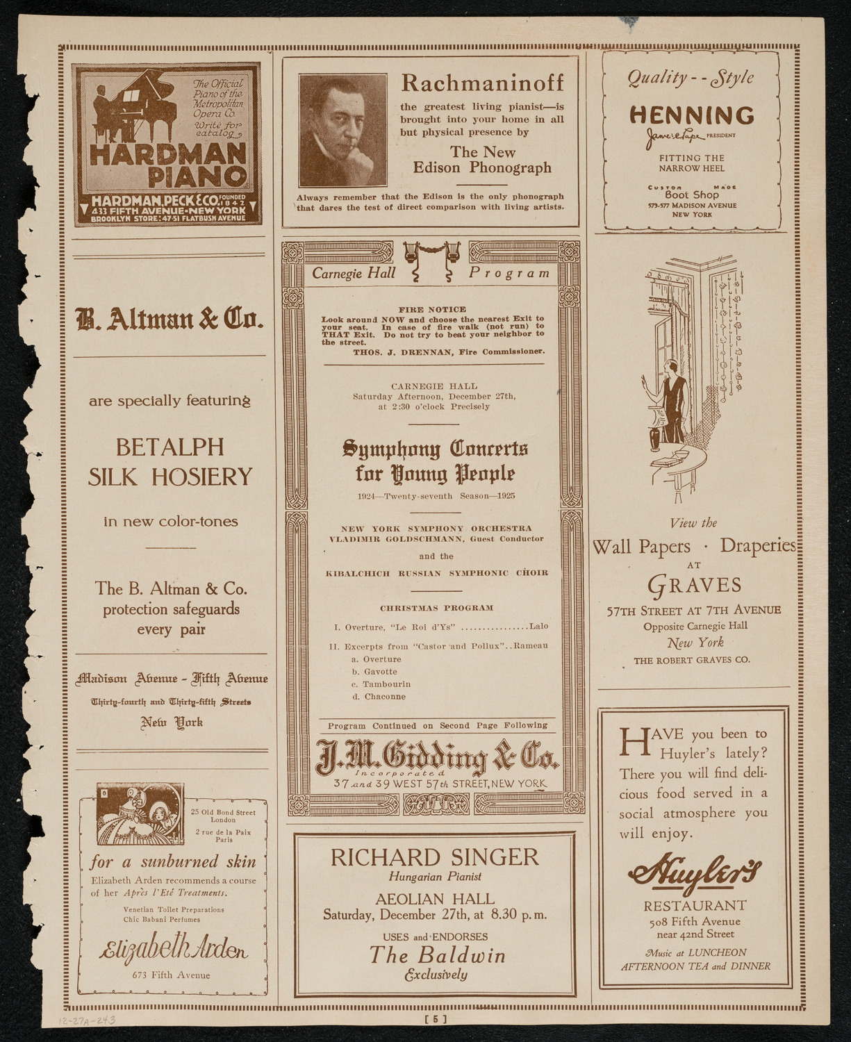 Symphony Concert for Young People, December 27, 1924, program page 5