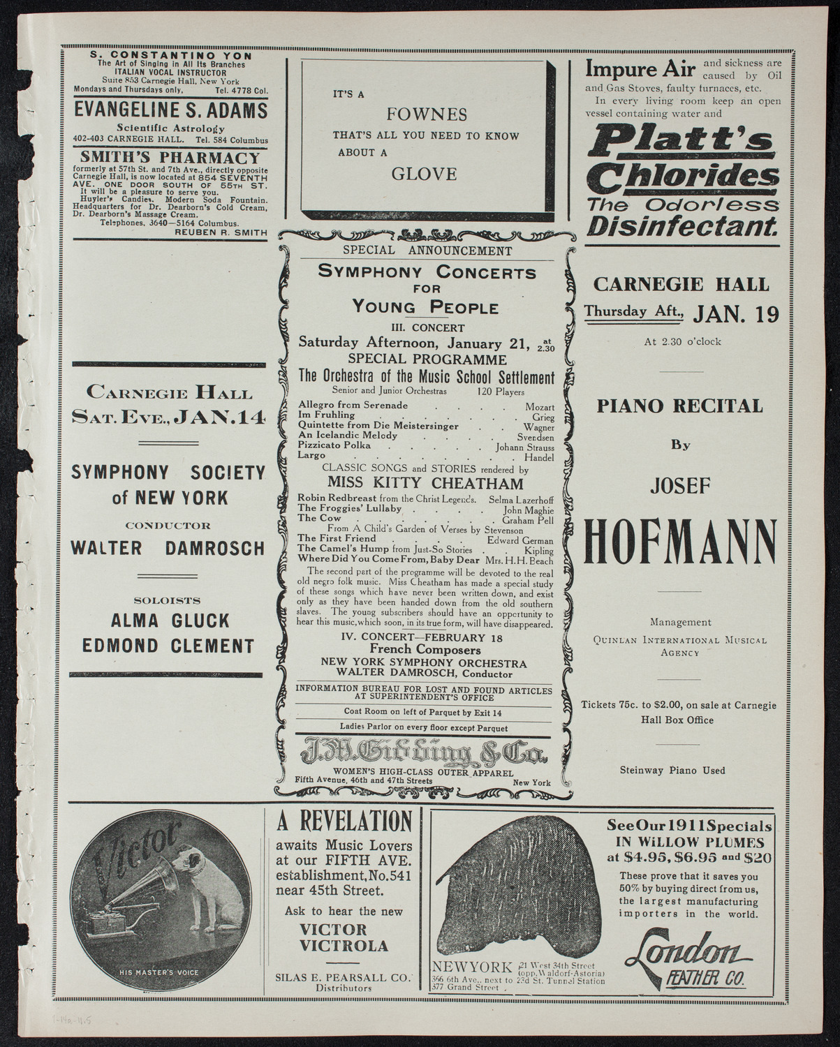 Boston Symphony Orchestra, January 14, 1911, program page 9
