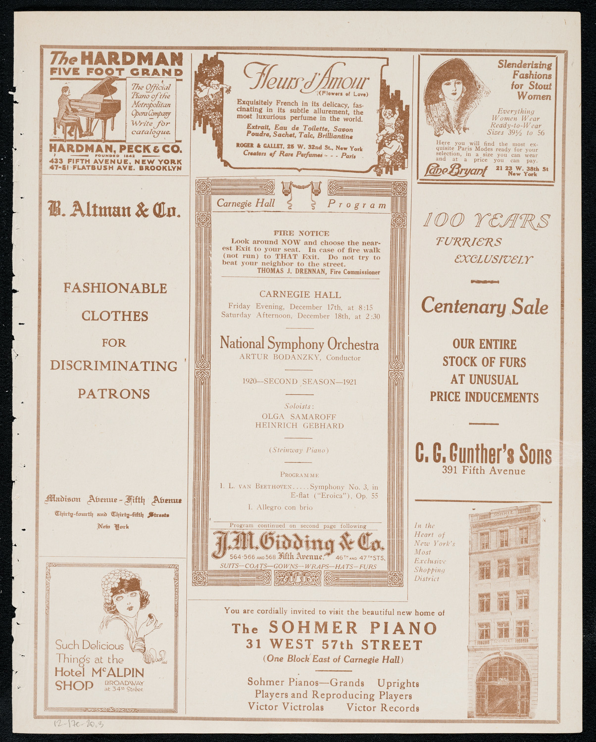 National Symphony Orchestra, December 17, 1920, program page 5