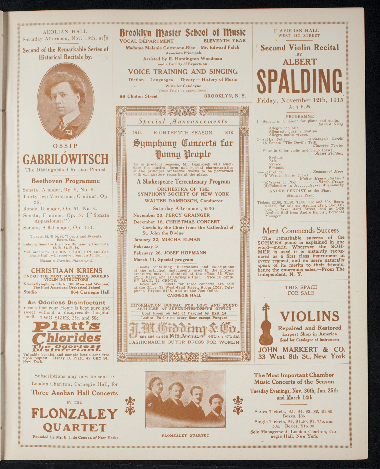 Boston Symphony Orchestra, November 6, 1915, program page 9