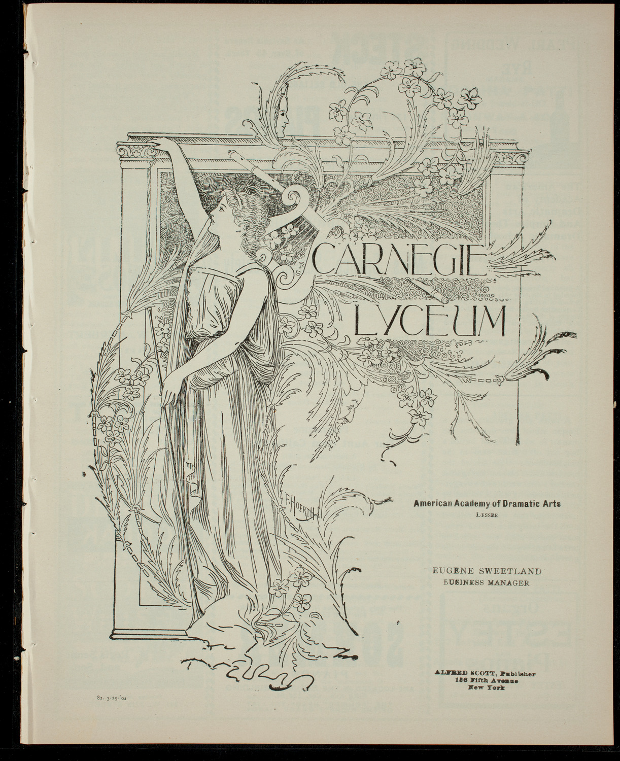 Miss Spence School Society/ Benefit: Class for Crippled Children, March 25, 1904, program page 1