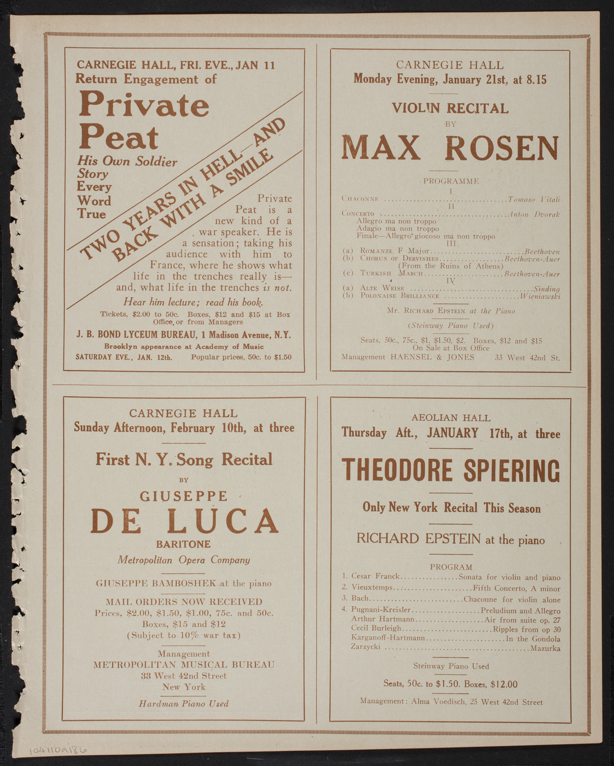 New York Symphony Orchestra, January 10, 1918, program page 11