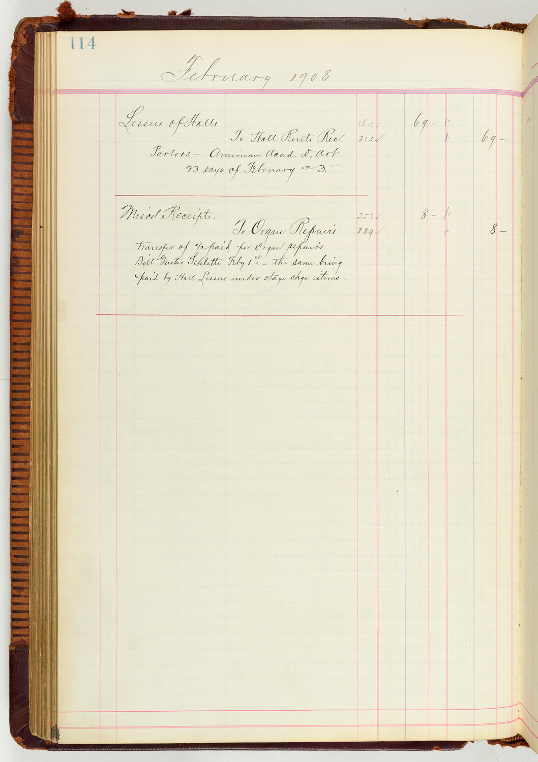 Music Hall Accounting Ledger Journal, volume 7, page 114