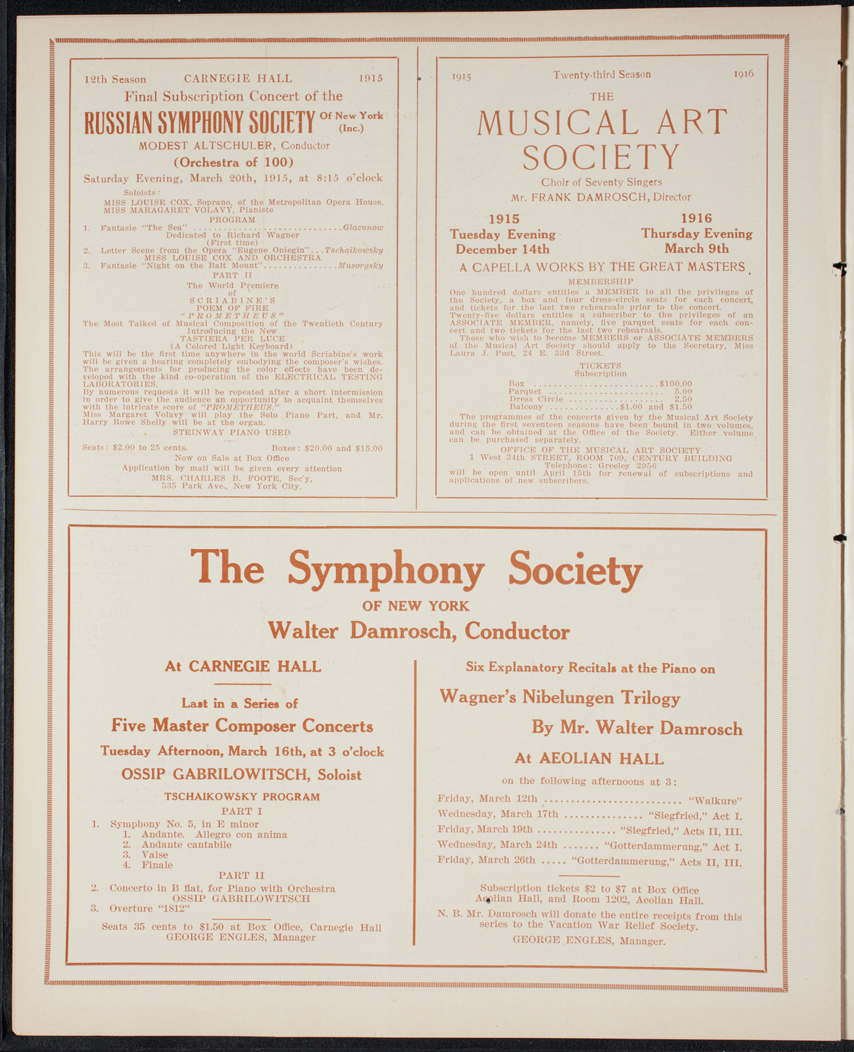 Musical Art Society of New York, March 11, 1915, program page 8