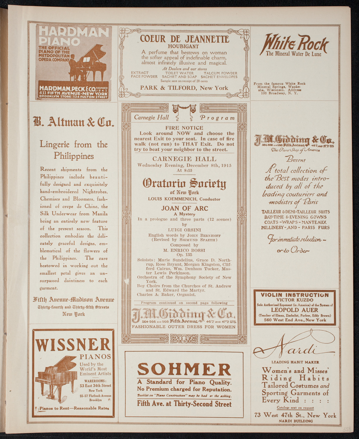 Oratorio Society of New York, December 8, 1915, program page 5