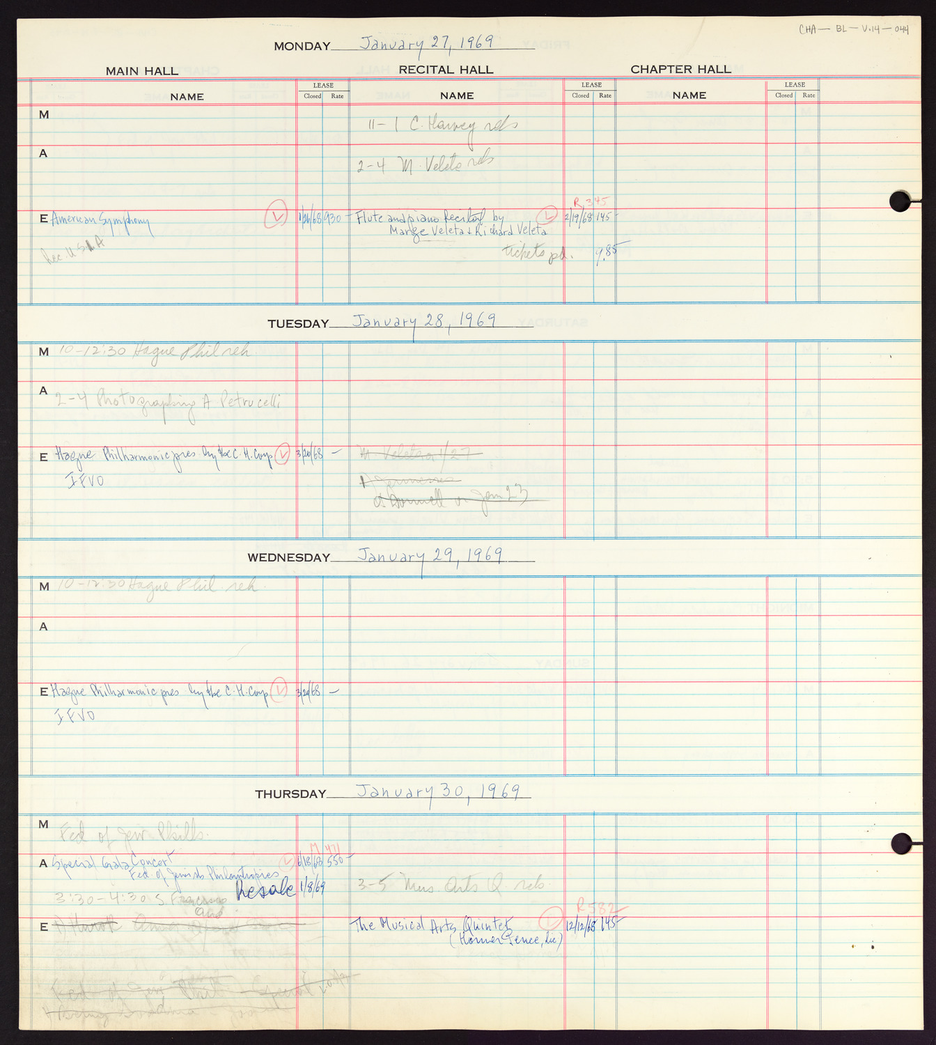 Carnegie Hall Booking Ledger, volume 14, page 44