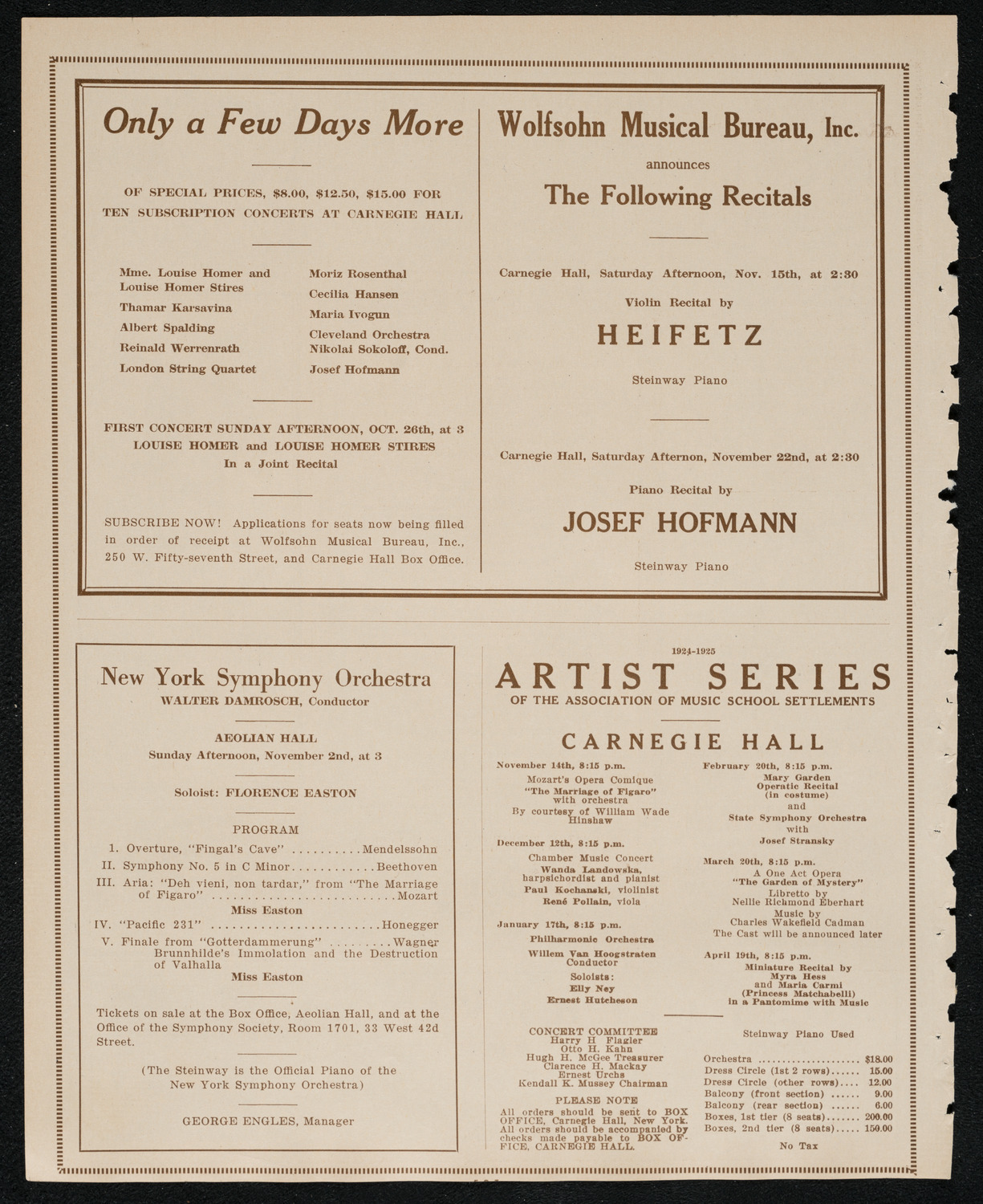 Tamara Karsavina, November 1, 1924, program page 8