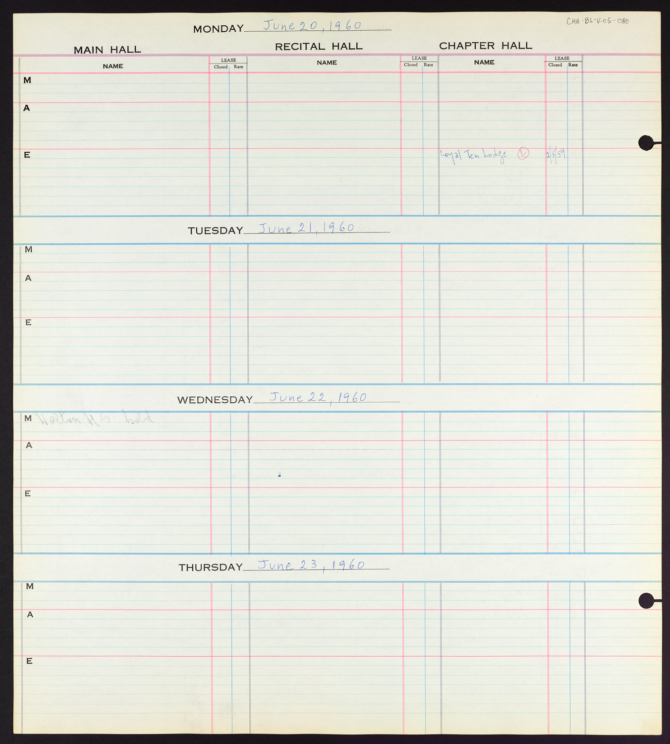 Carnegie Hall Booking Ledger, volume 5, page 80