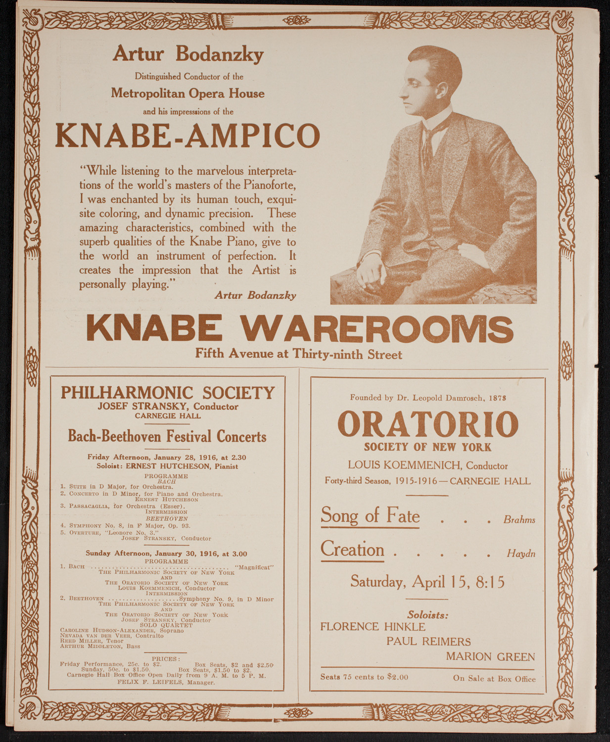 New York Philharmonic, January 27, 1916, program page 12