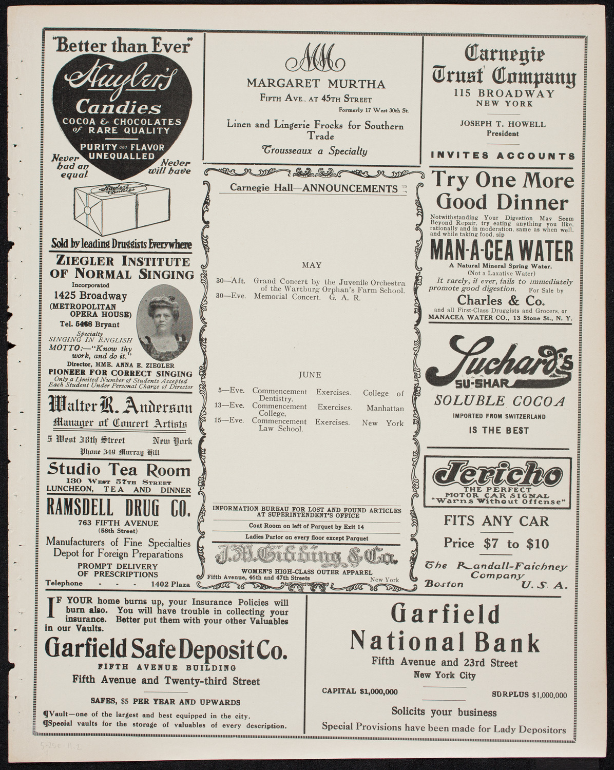 Graduation: Packard Commercial School, May 25, 1911, program page 3