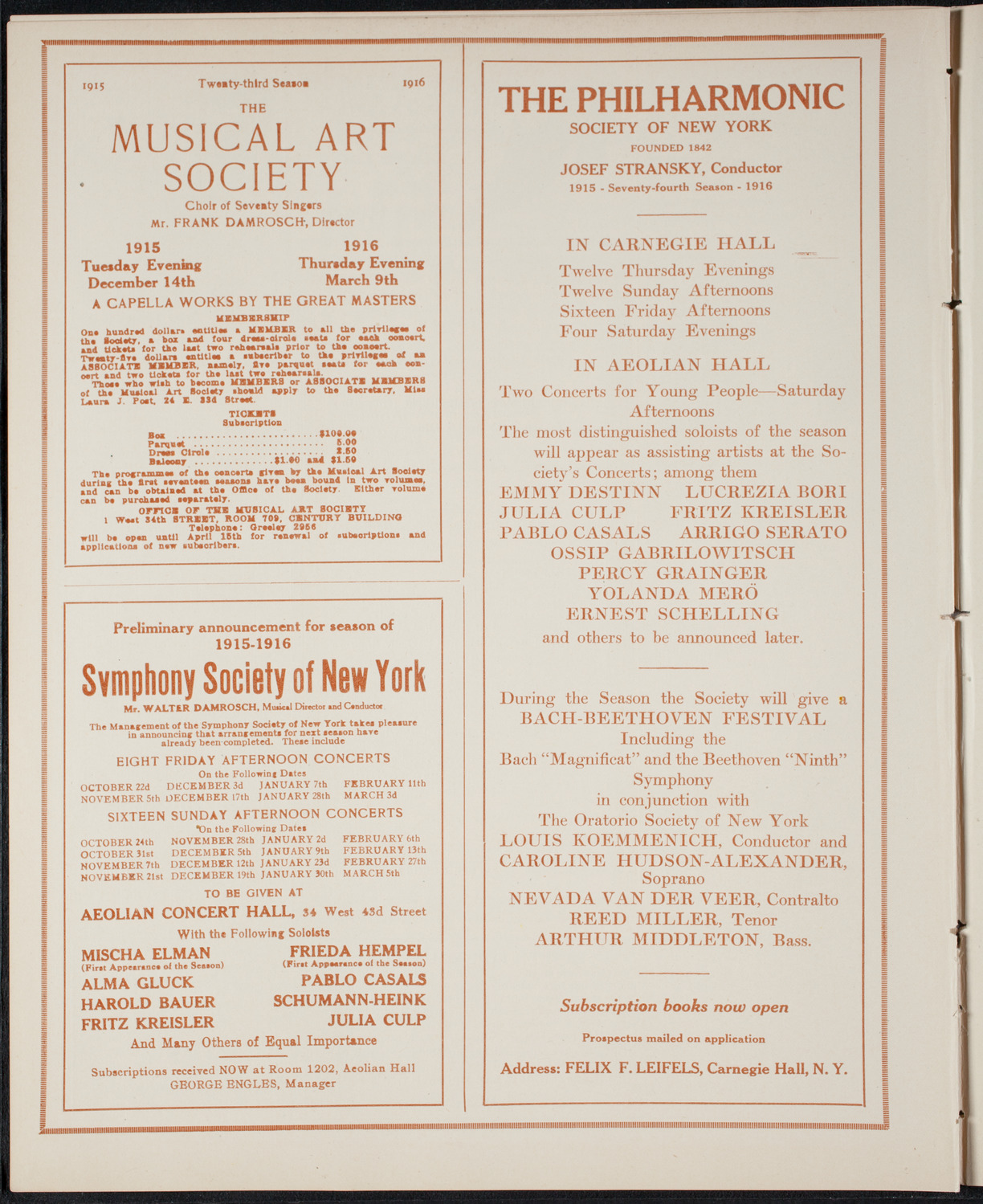 John McCormack, Tenor, April 25, 1915, program page 8