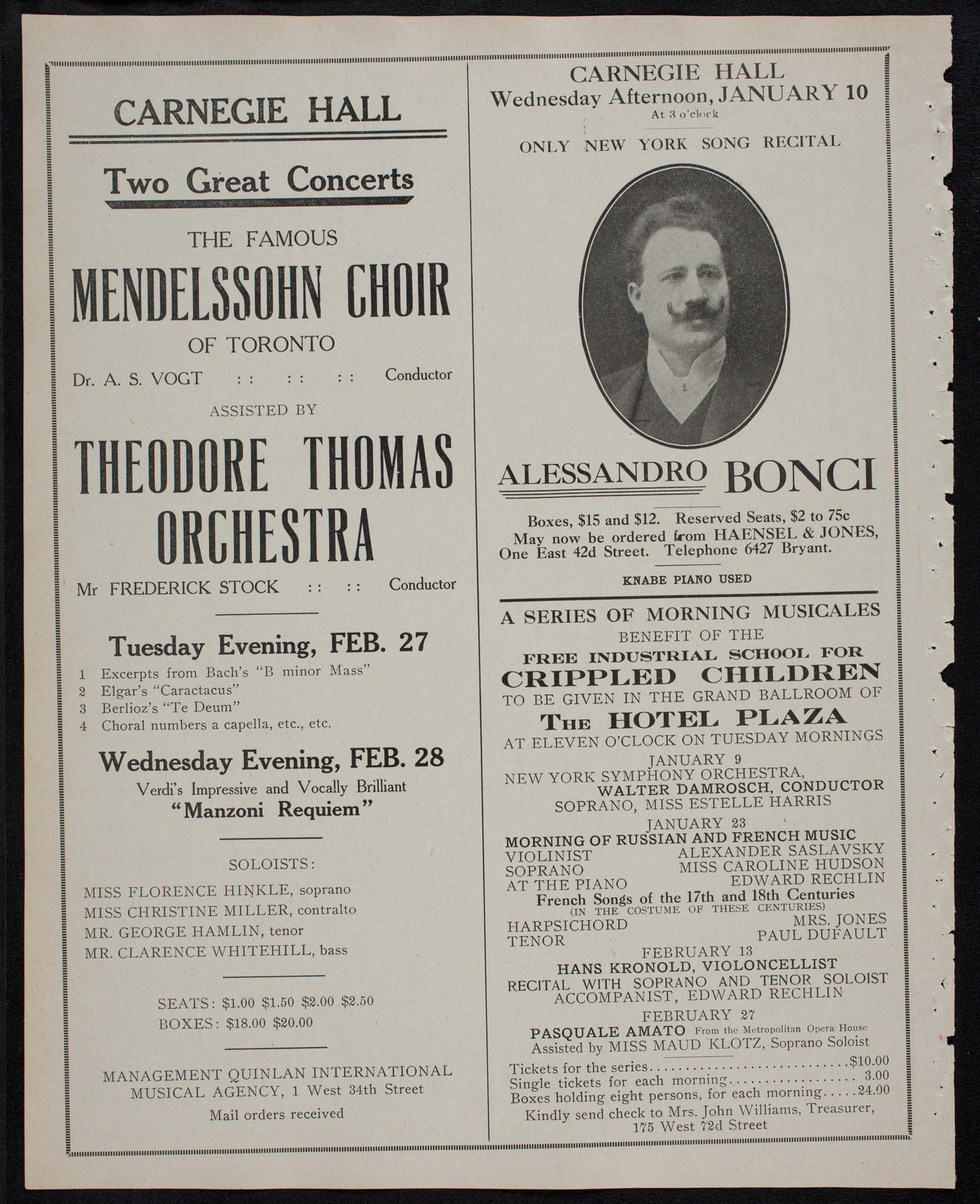 Oratorio Society of New York, December 27, 1911, program page 10