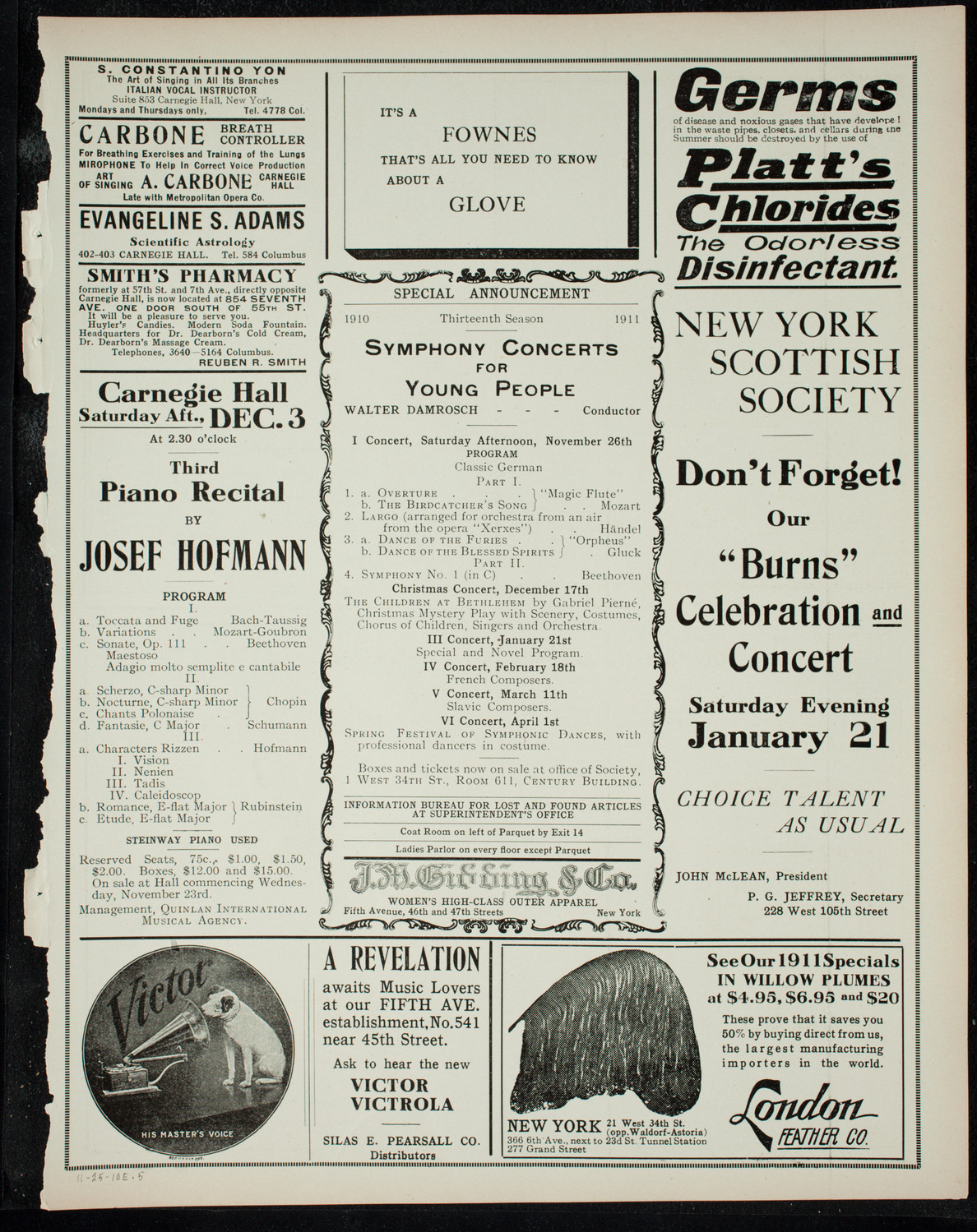 Glasgow Select Choir, November 25, 1910, program page 9