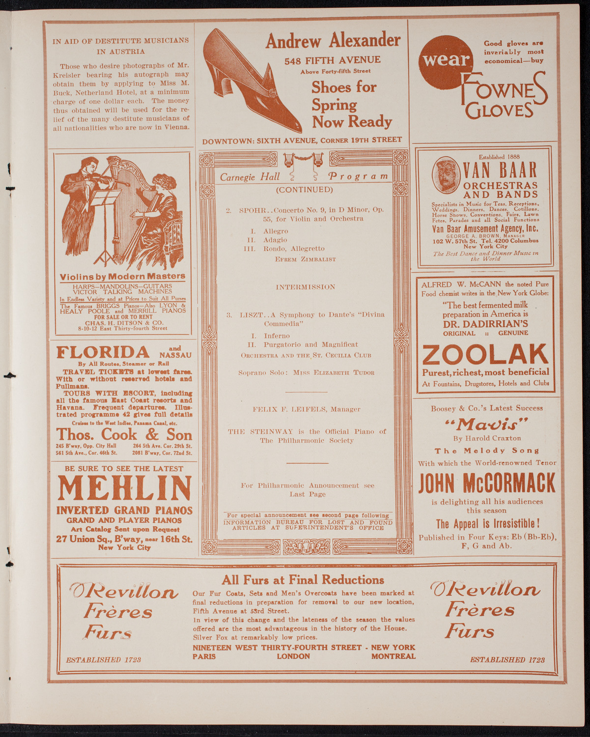 New York Philharmonic, March 26, 1915, program page 7